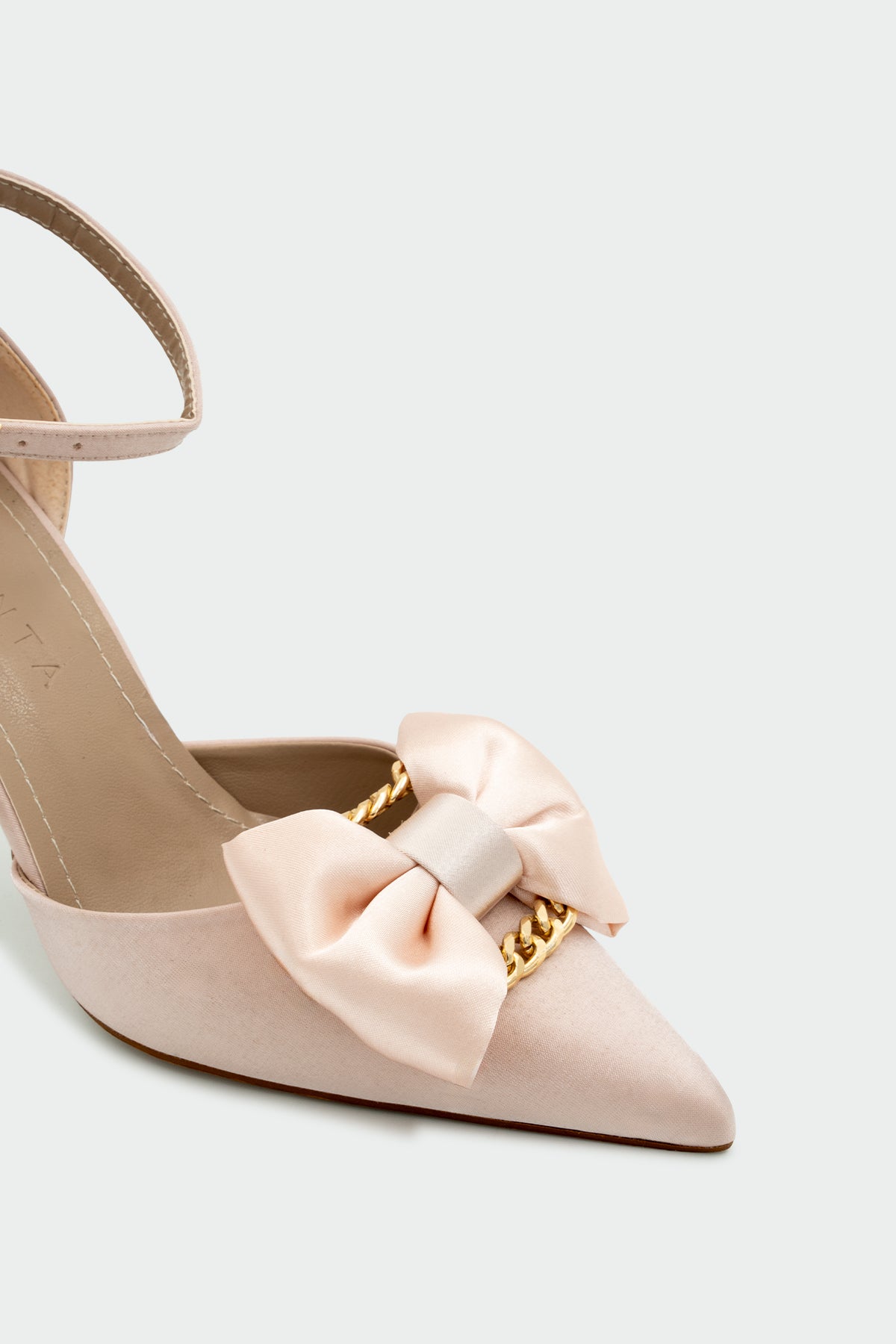 Temy Fiyonk Detaylı Kadın Topuklu Ayakkabı - PUDRA SATEN
