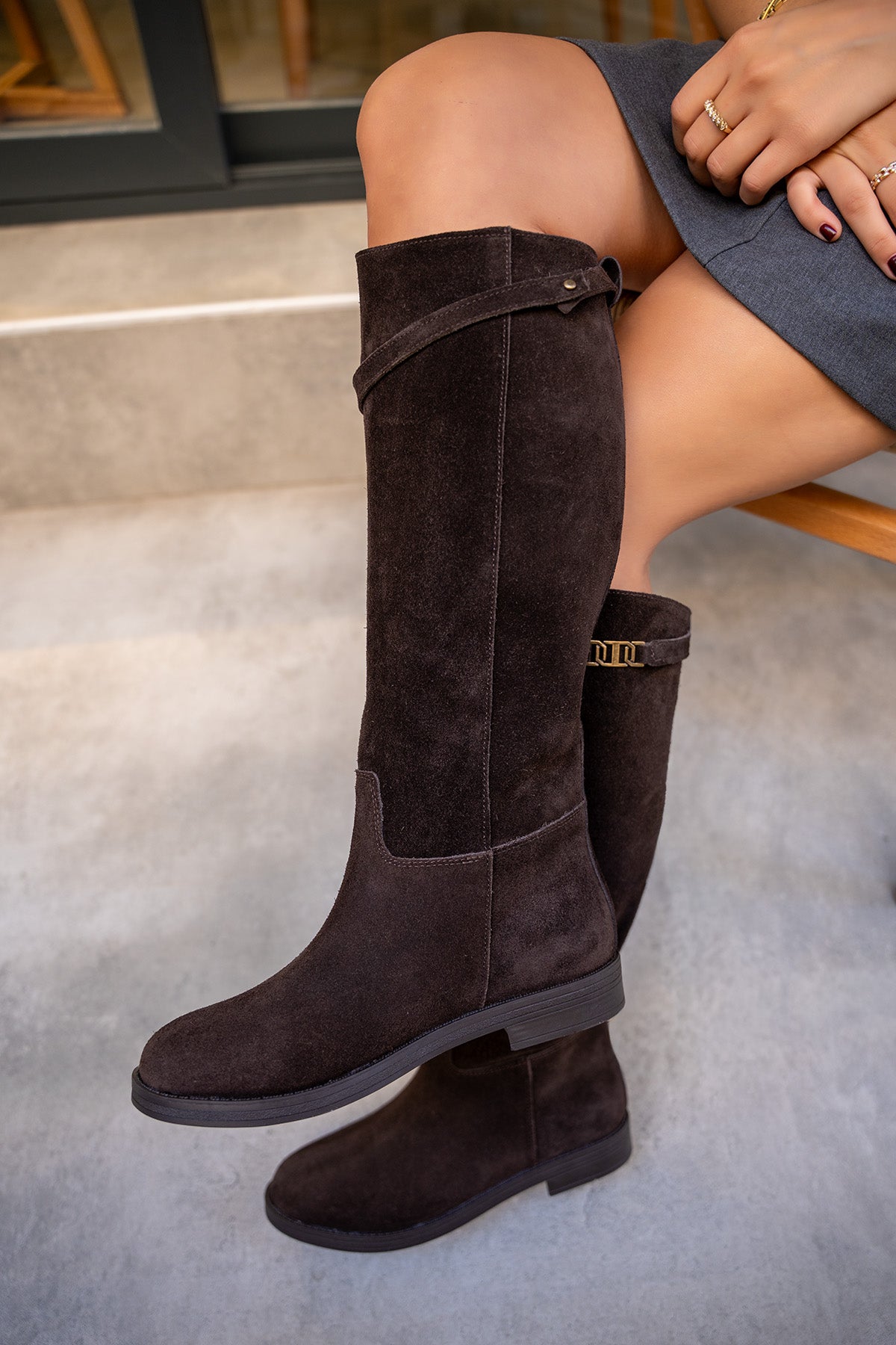 Hunt Çıkarılabilir Toka Detaylı Çizme - AcıKahve Süet