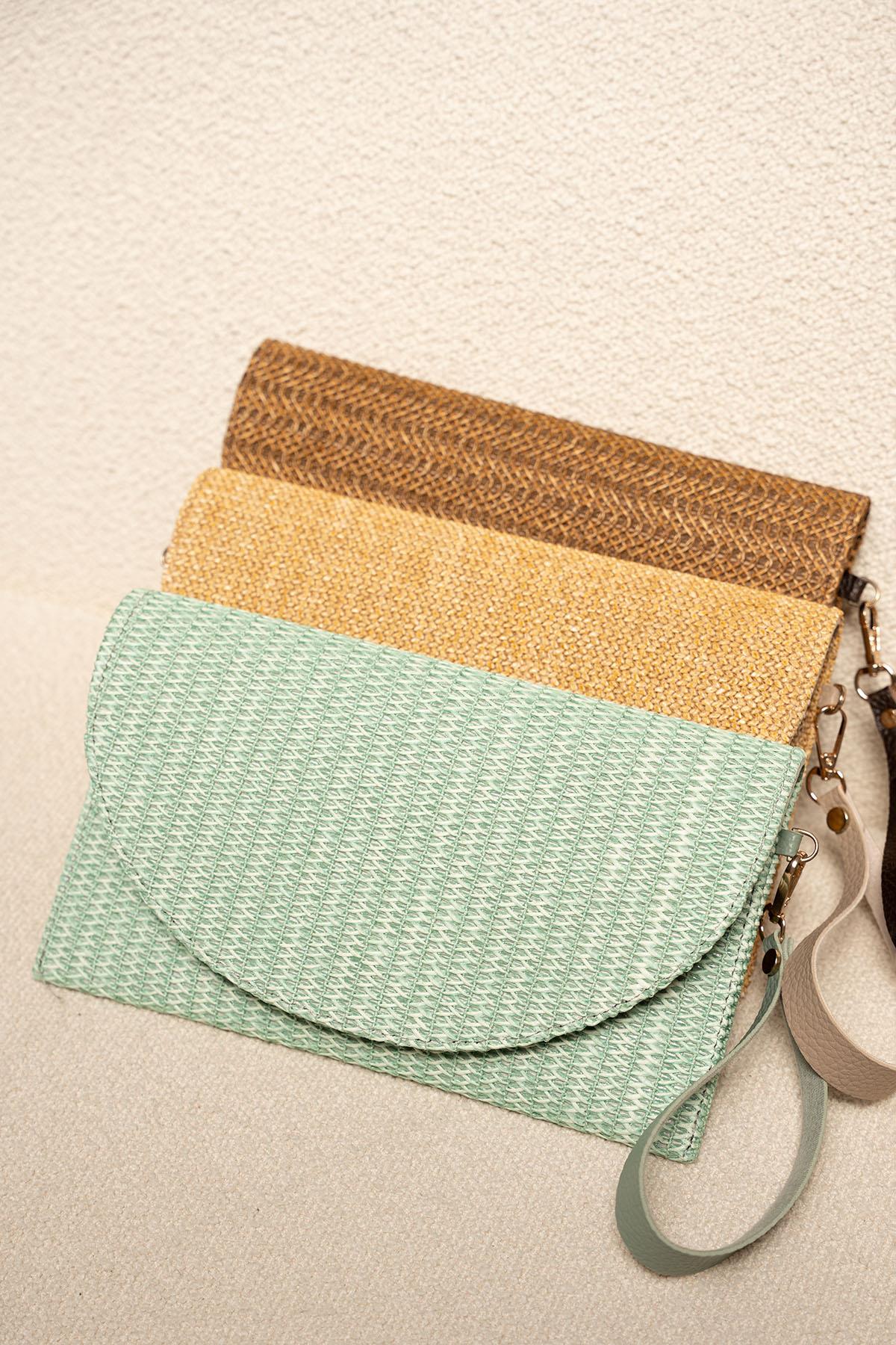 Sorela Hasır Clutch - YEŞİL