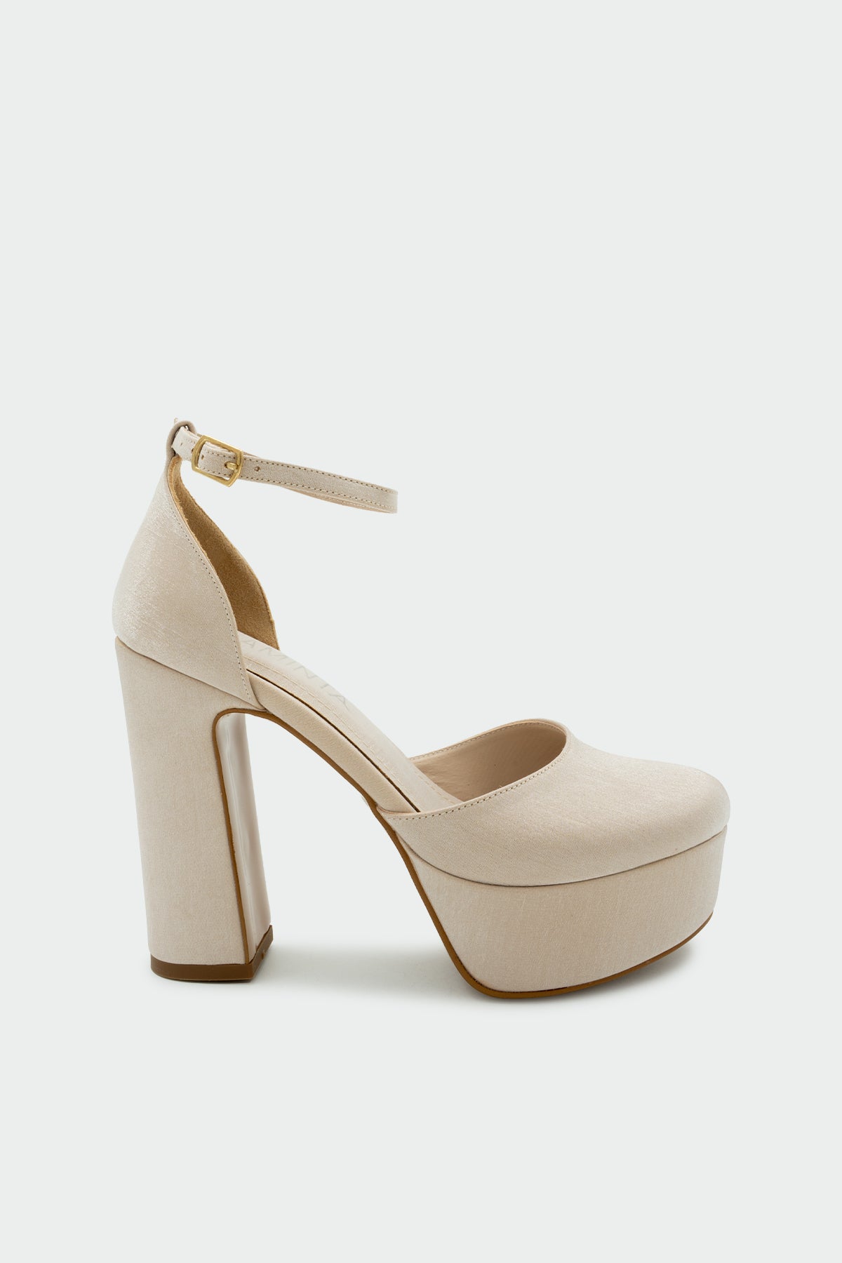 Swank Yuvarlak Burun Düz Kadın Topuklu Ayakkabı - TEN SATEN