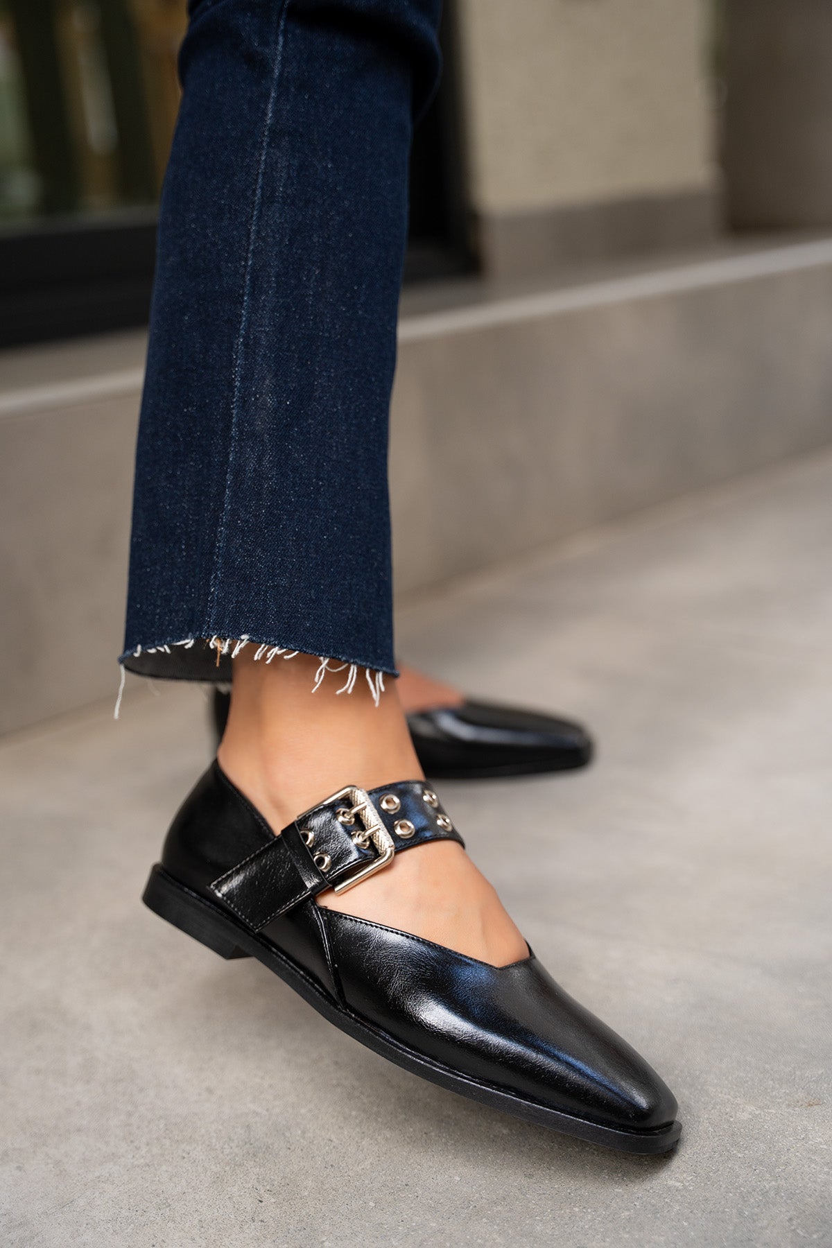 Jewel Kemer Detaylı Babet - SİYAH