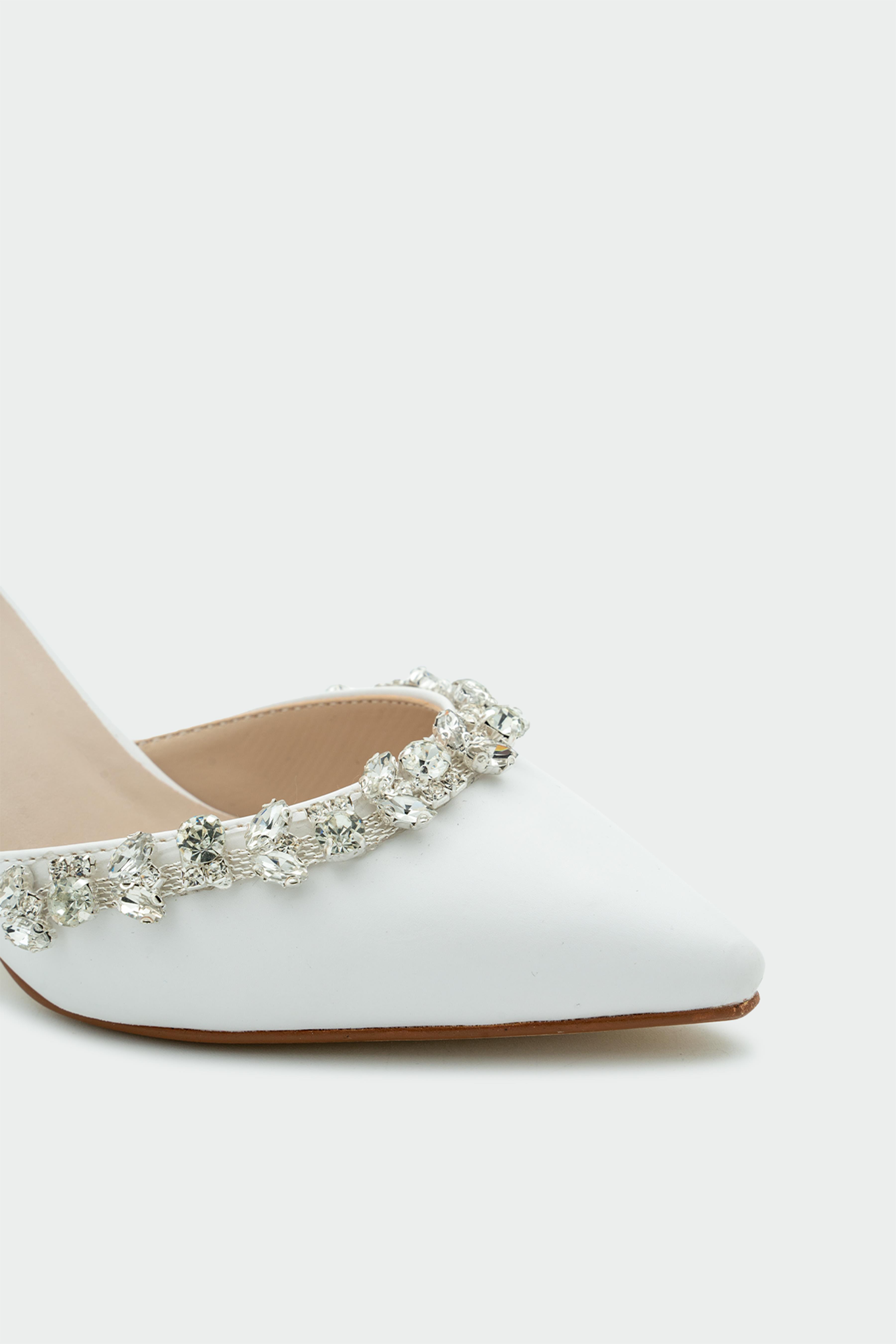 Anita Kristal Taş Gelin Ayakkabısı - BEYAZ