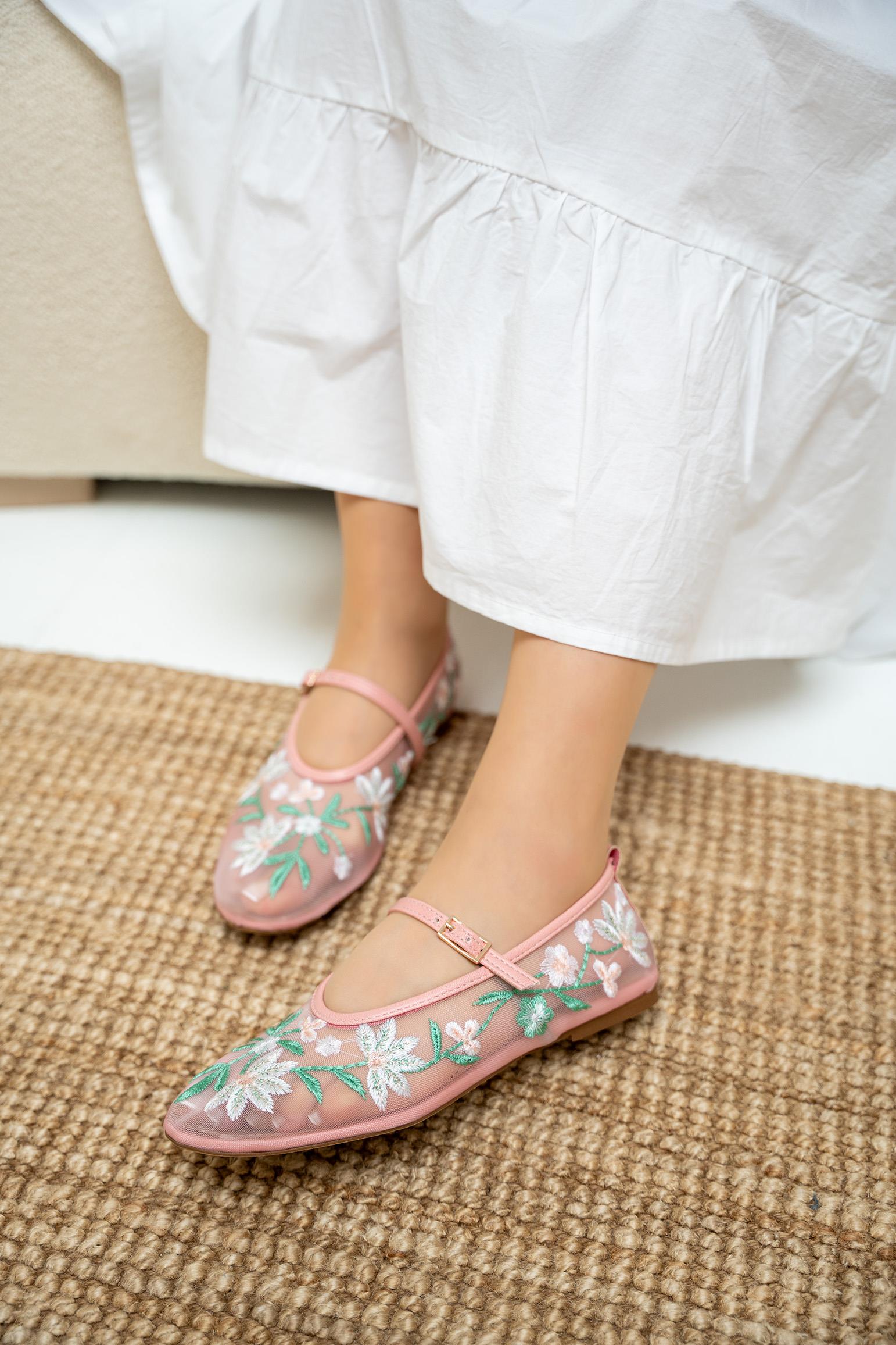 Lalu Nakış İşlemeli Babet - ŞEKER PEMBE