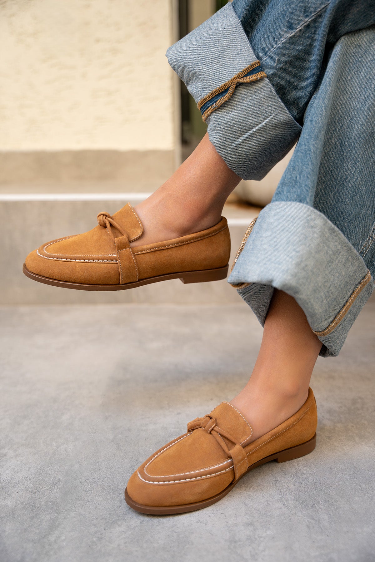 Onapy Düz Taban Düğüm Detaylı Ayakkabı - TABA SÜET