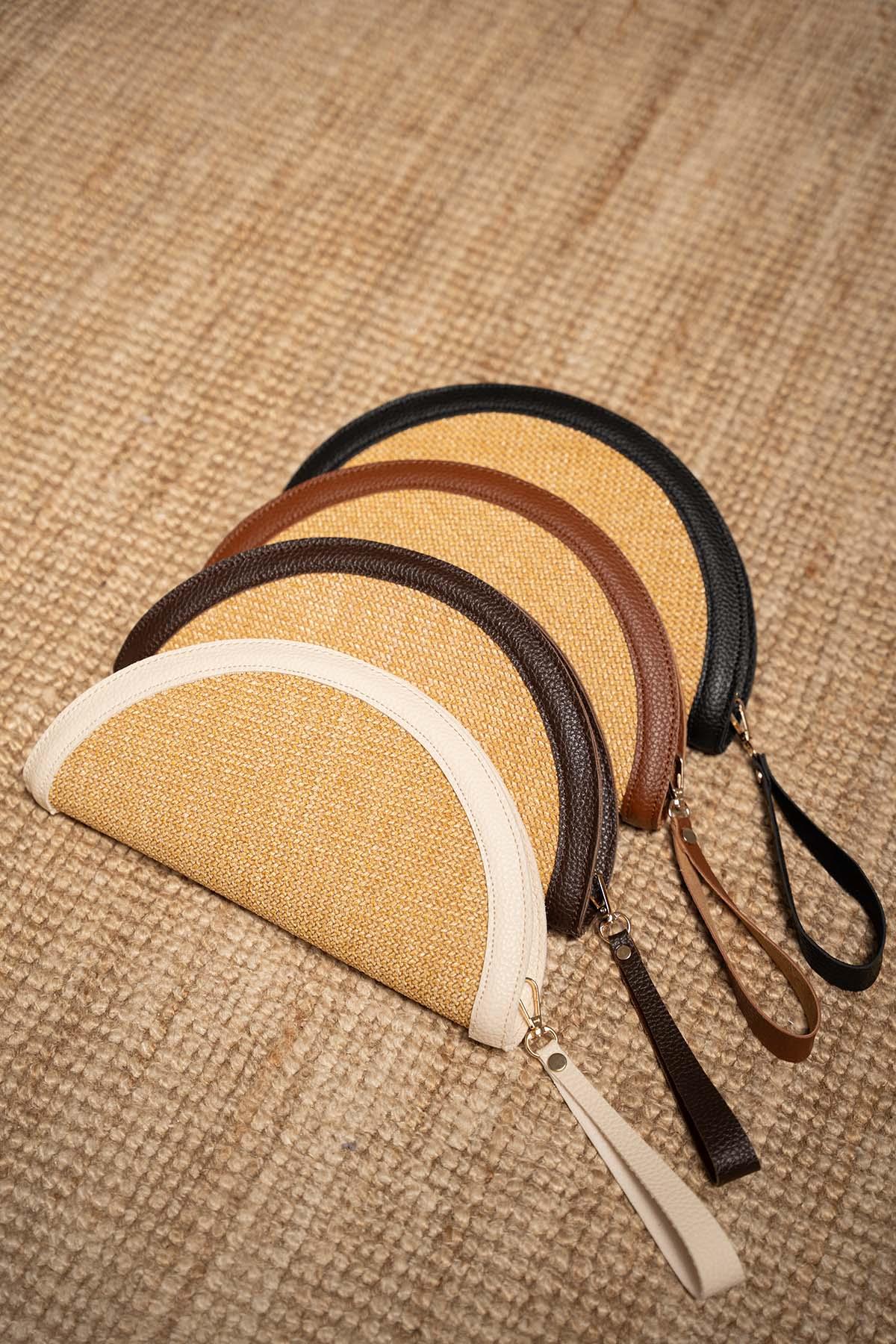 Areyo Hasır Oval Clutch - SİYAH