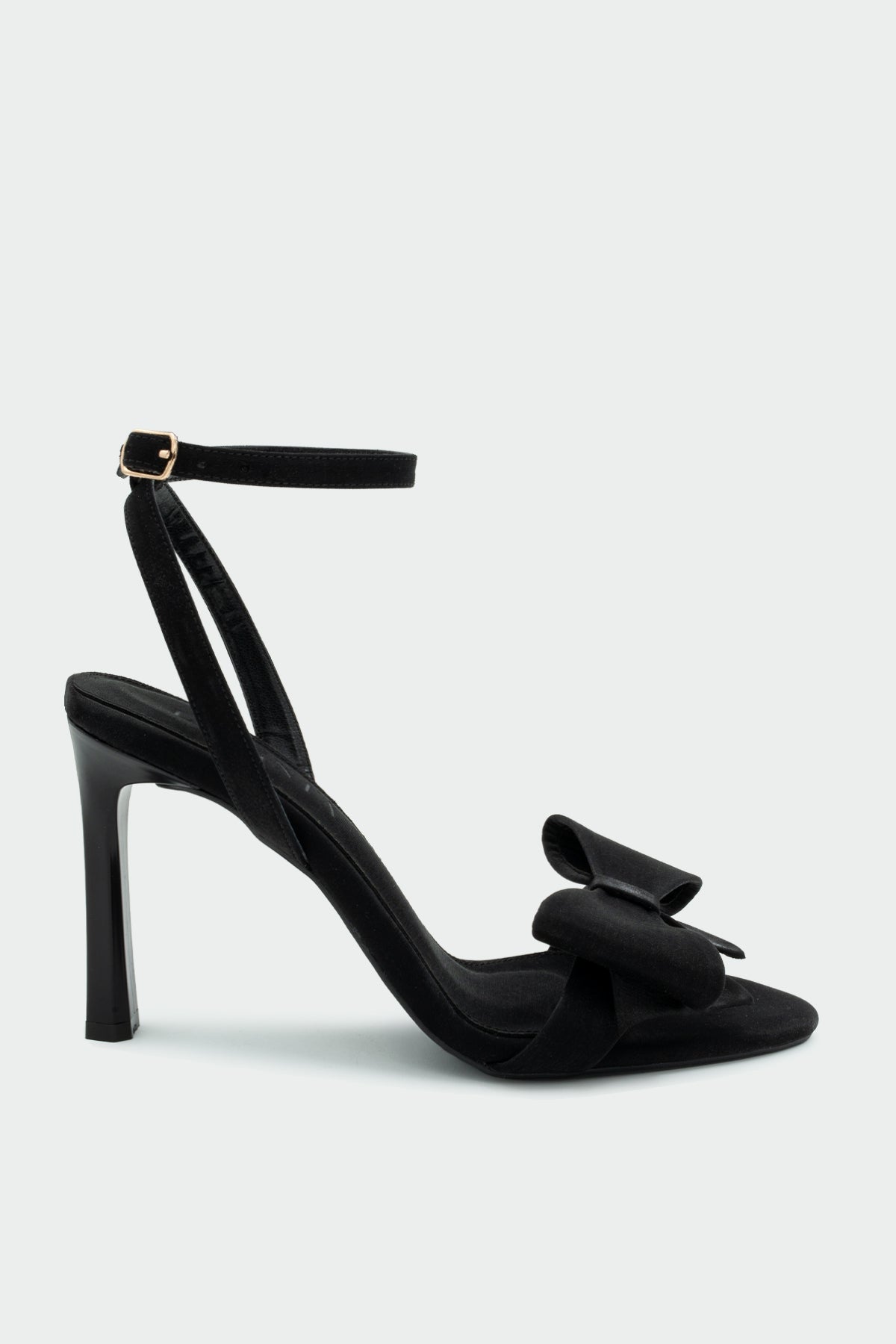 Wanbi Fiyonk Detaylı Kadın Topuklu Ayakkabı - SİYAH SATEN