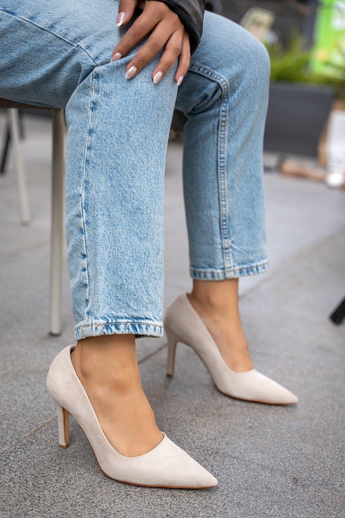 MARLOWE STİLETTO TOPUKLU AYAKKABI - BEJ SÜET