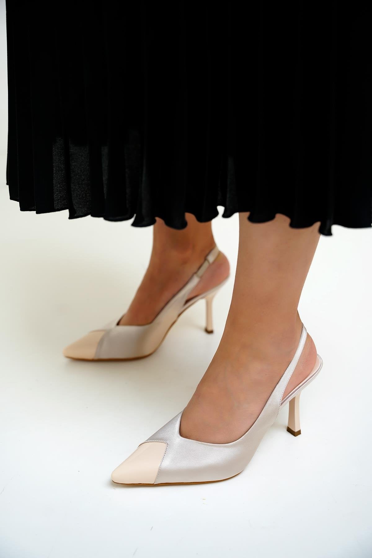 KRİSTİN TOPUKLU AYAKKABI - TEN SATEN
