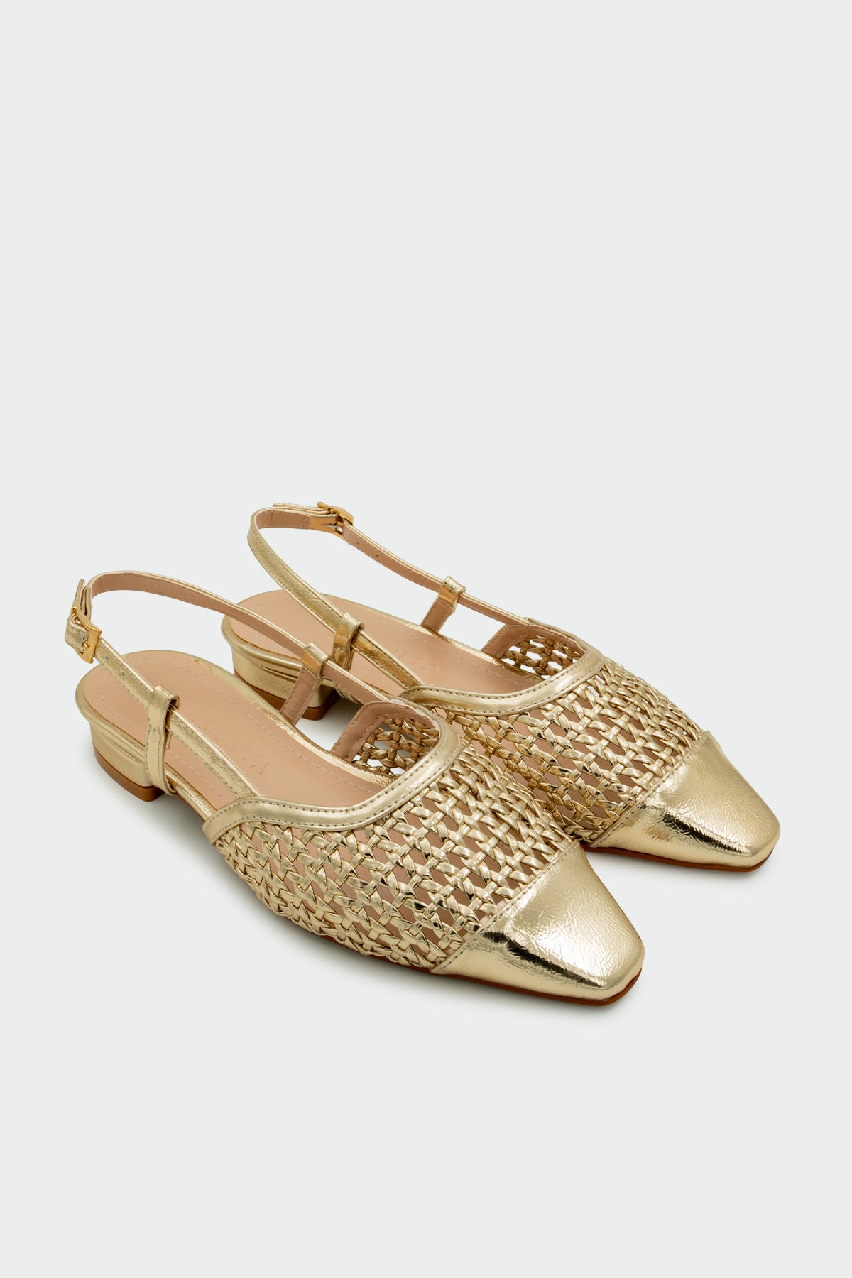 Megan Örgü Detaylı Kadın Düz Babet - GOLD