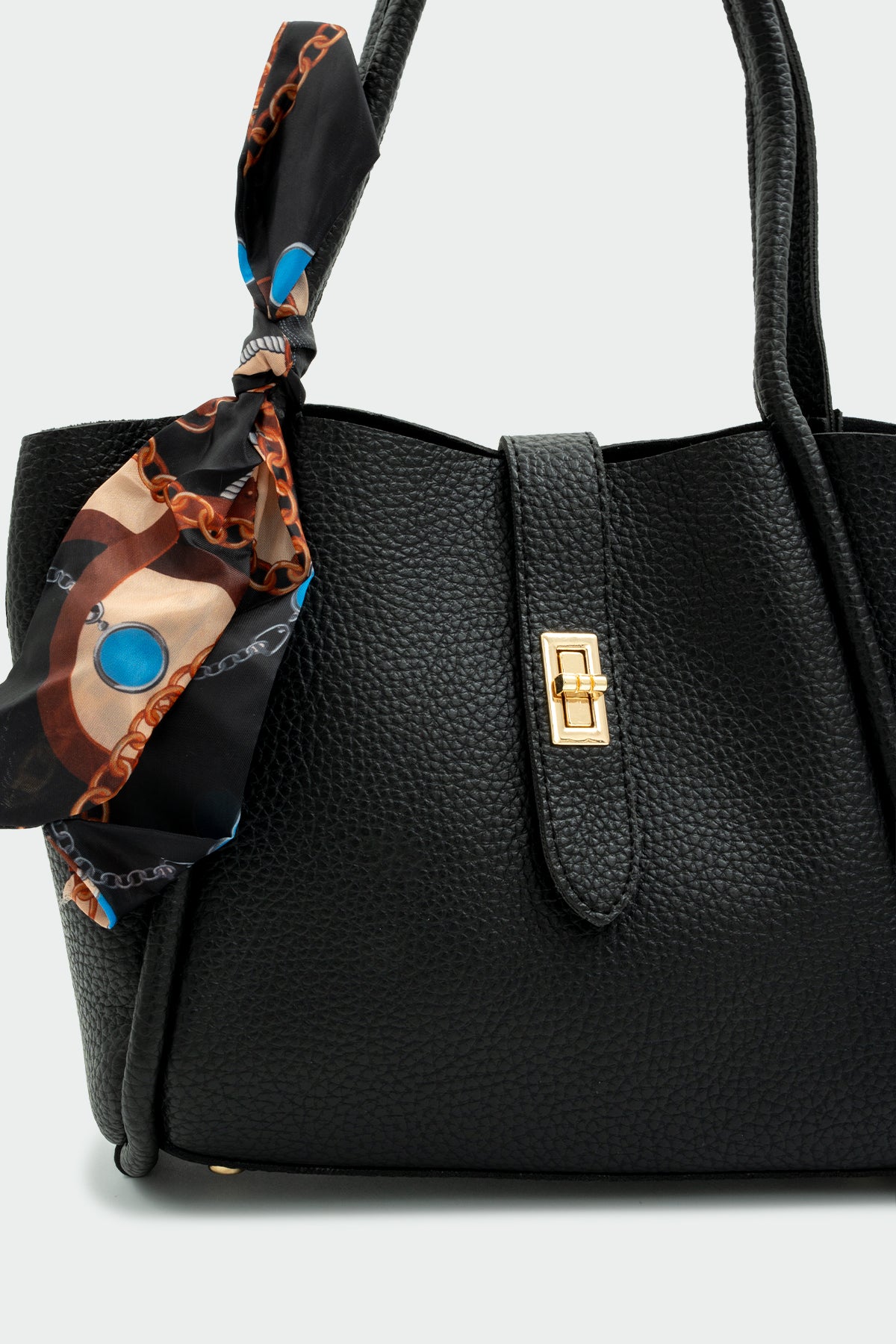 Raga Fular Aksesuarlı Kadın Kol Çantası - SİYAH