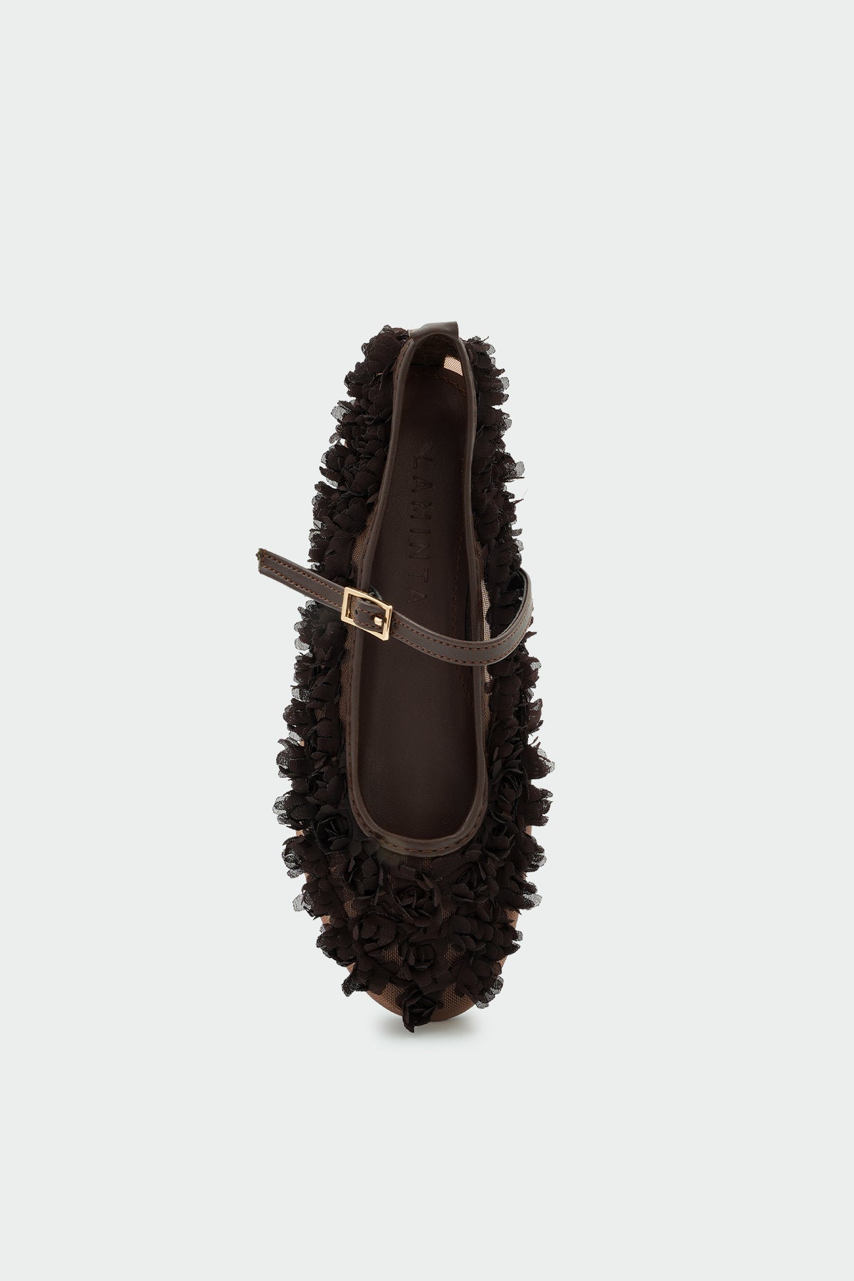 Jiso Çiçek Desenli Tokalı Kadın Babet - ACI KAHVE