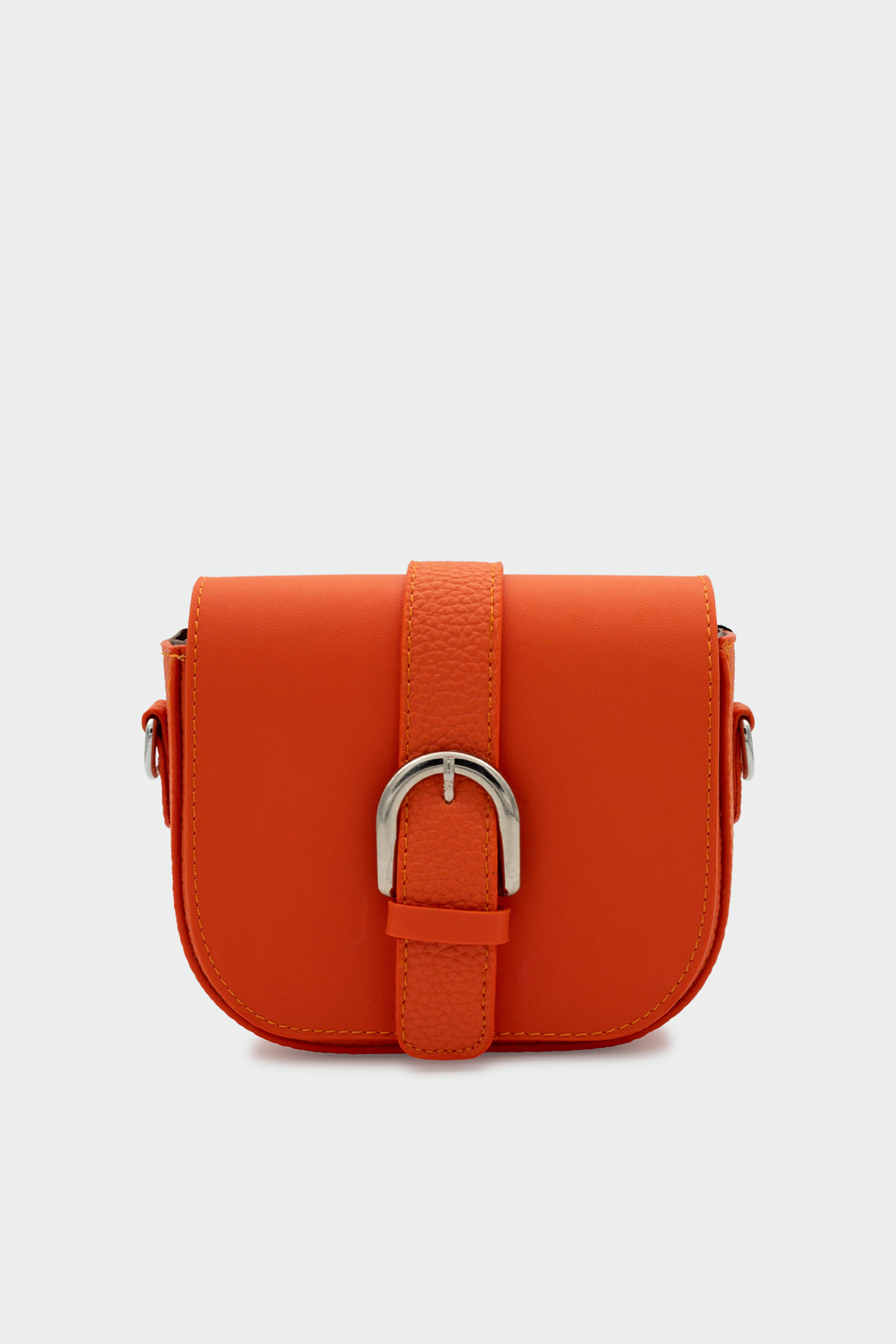 Sisel Kemer Detaylı Mini Çapraz Çanta - TURUNCU