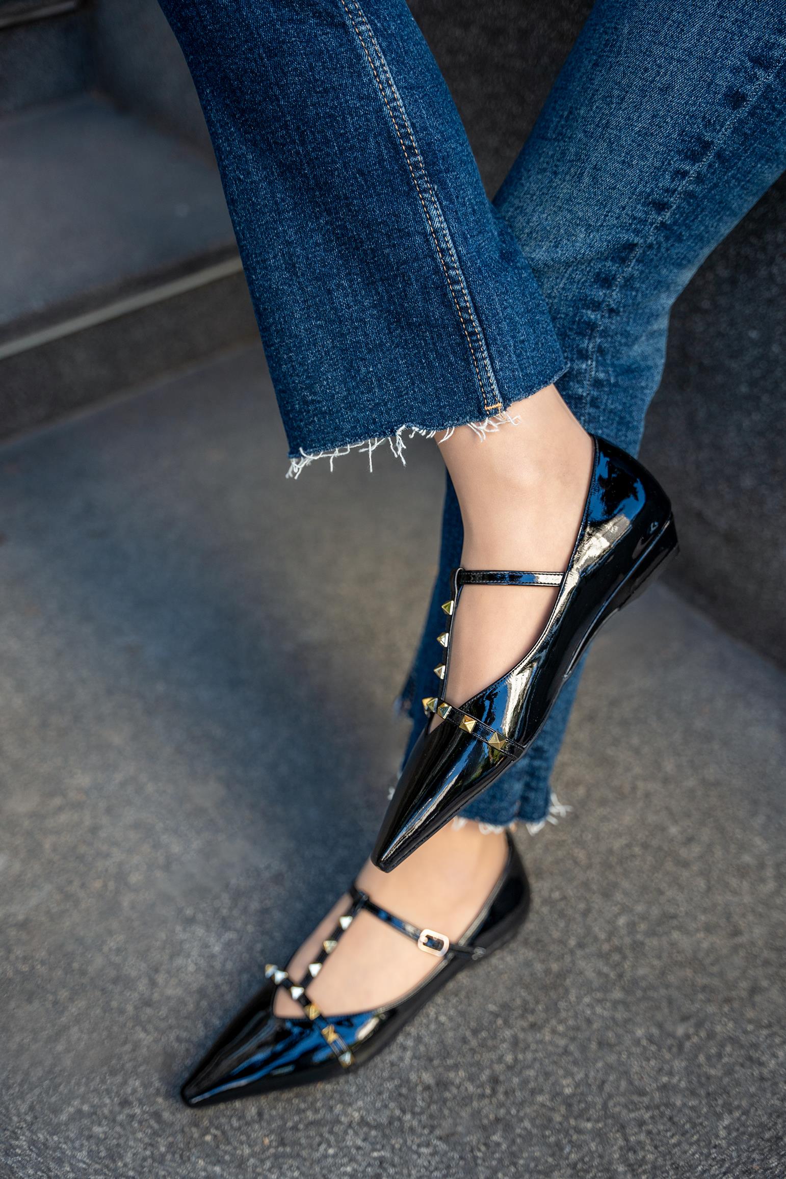 PASKO ZIMBA DETAYLI KADIN BABET - SİYAH RUGAN