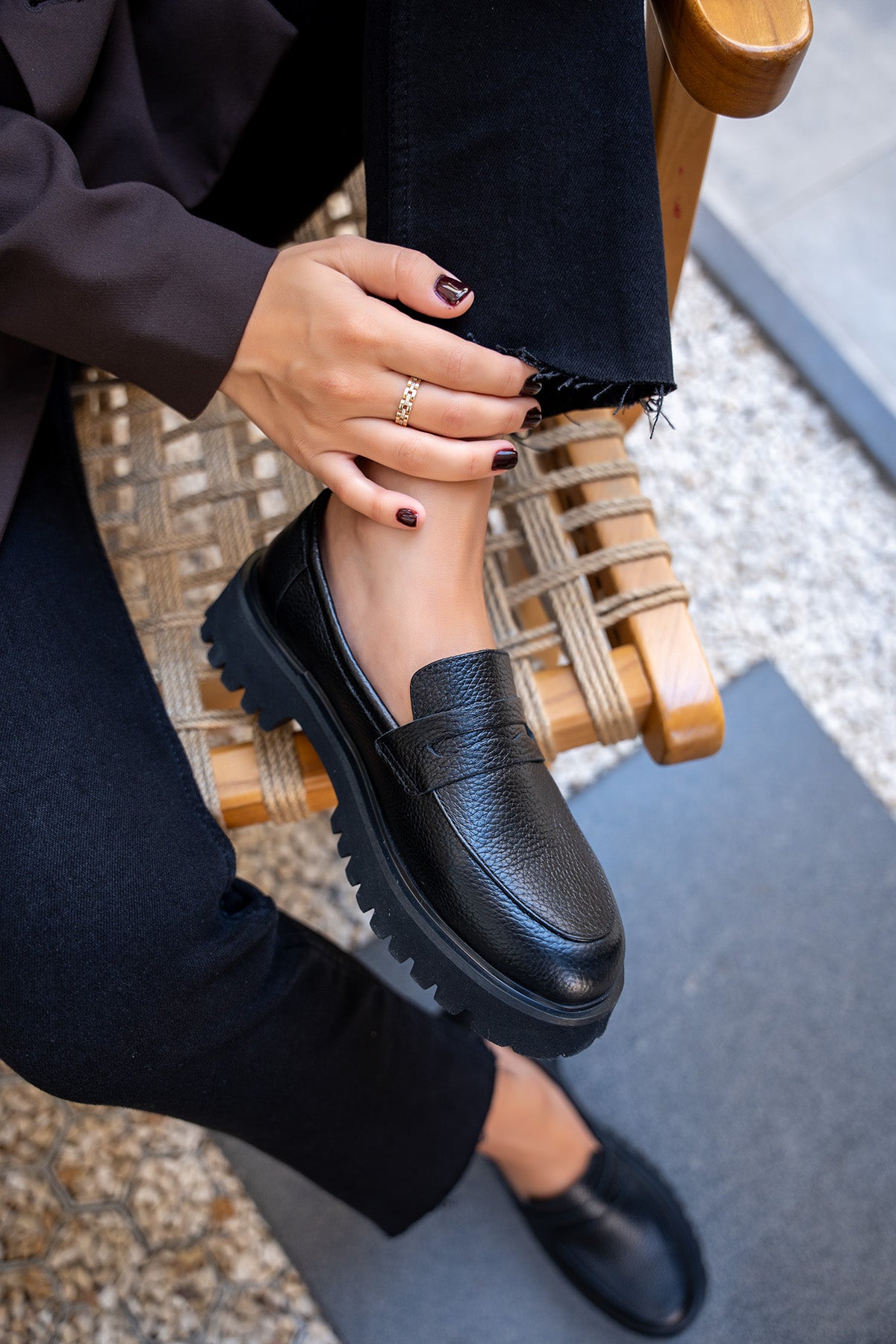 Ladin Hakiki Deri Makosen - SİYAH