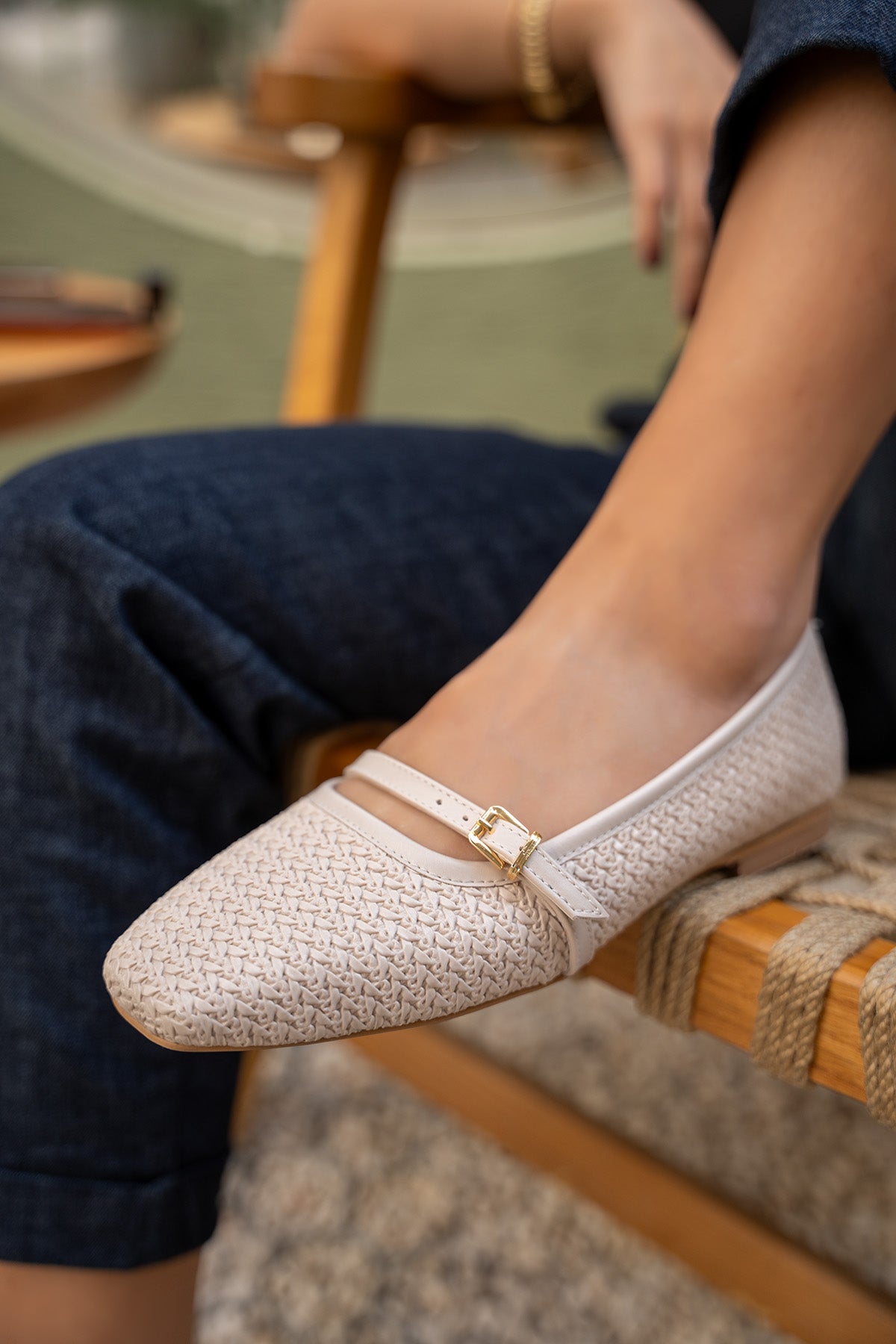 Samuel Örgü Detaylı Düz Kadın Babet - NUDE