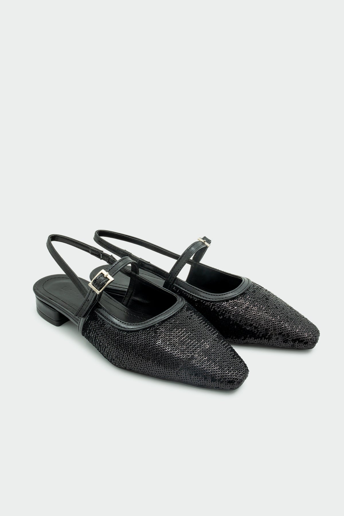 Elite Payetli Düz Kadın Babet - SİYAH