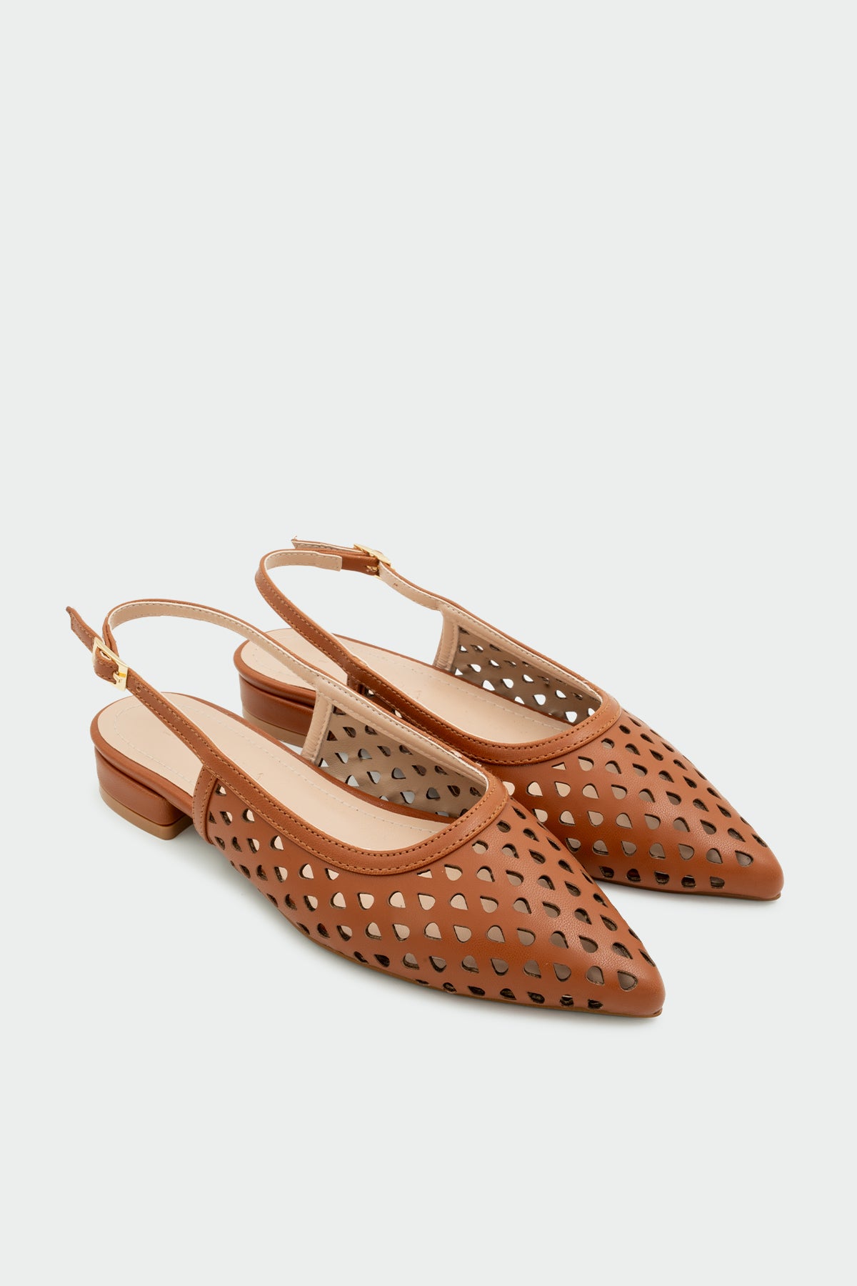 Wespa Lazer Kesim Detaylı Düz Kadın Babet - TABA