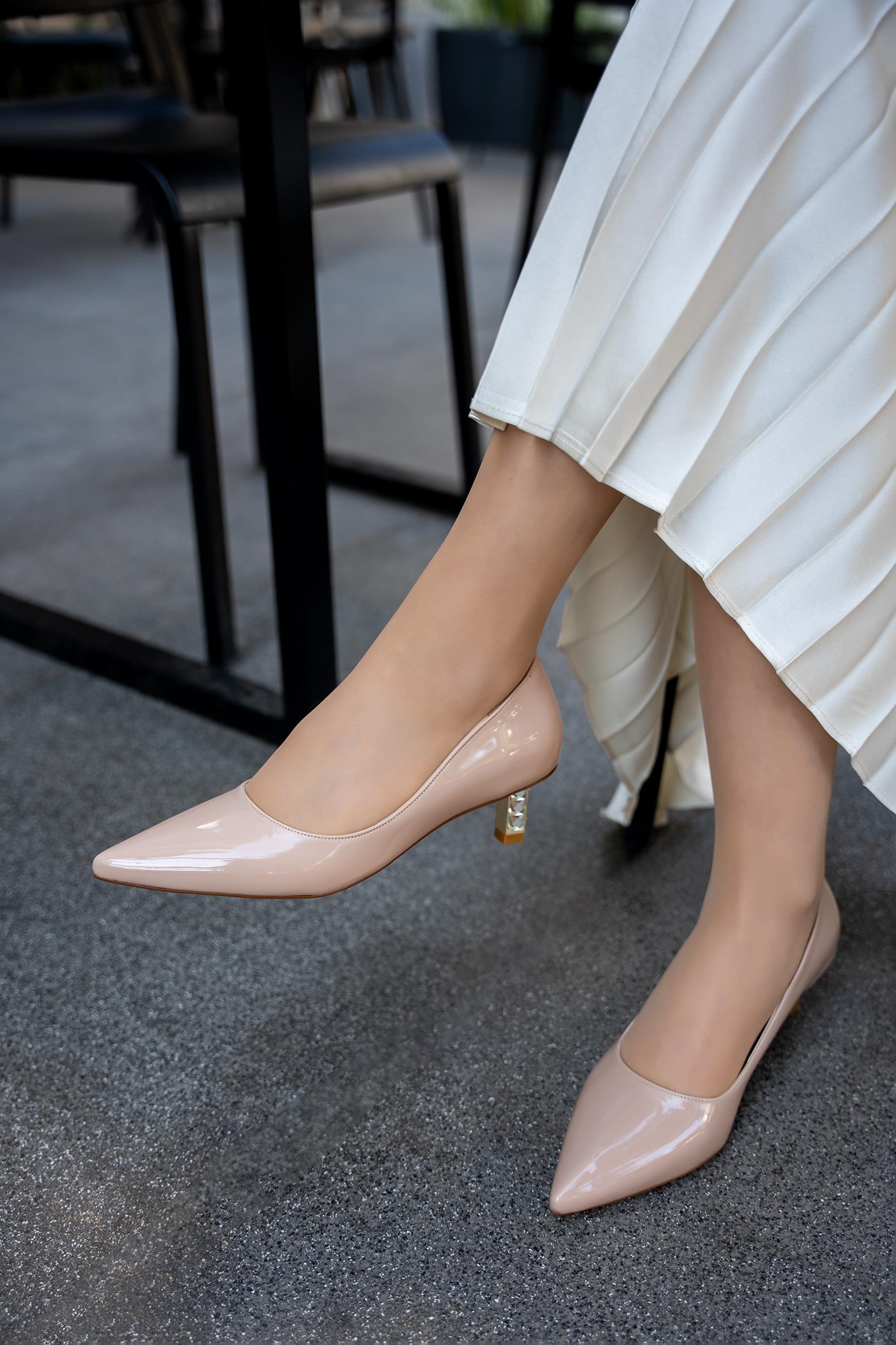 NOVAS KADIN TOPUKLU AYAKKABI - NUDE RUGAN