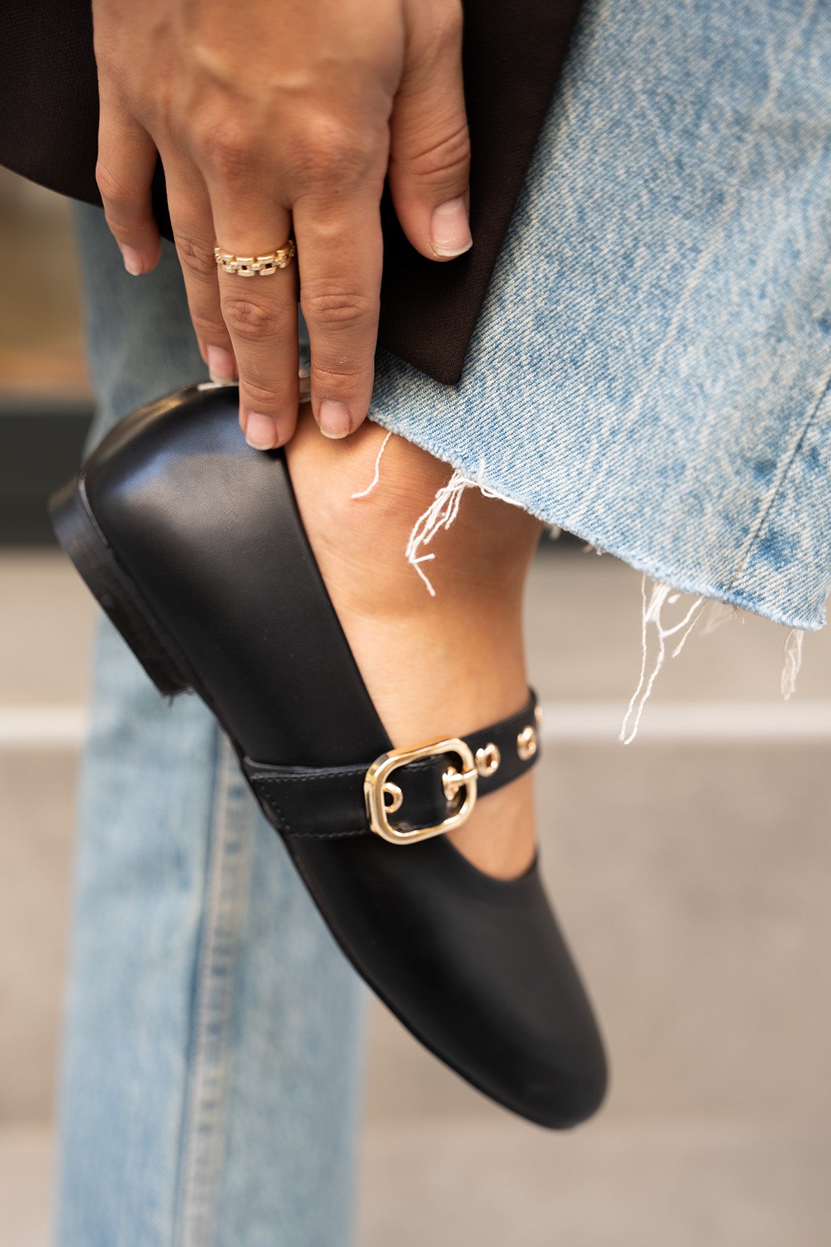 Victor Gold Tokalı Babet - SİYAH DERİ