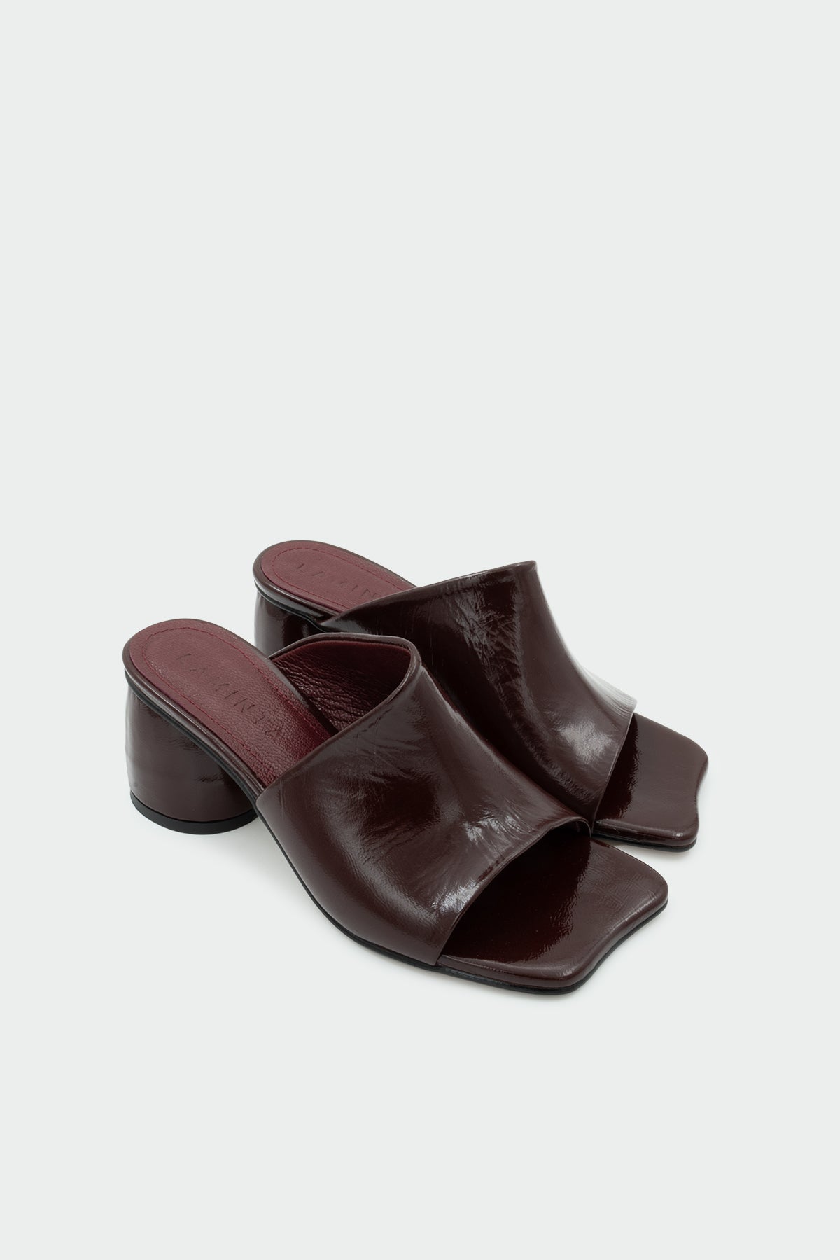 Pinok Asimetrik Kesim Hakiki Deri Kadın Topuklu Terlik - BORDO