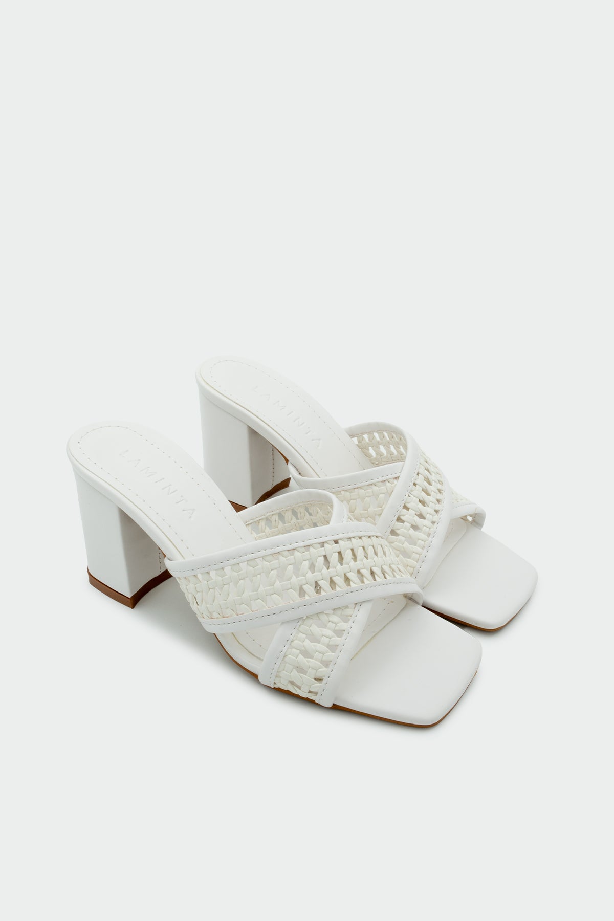 Tyler Örgü Detaylı Çapraz Kadın Topuklu Terlik - BEYAZ