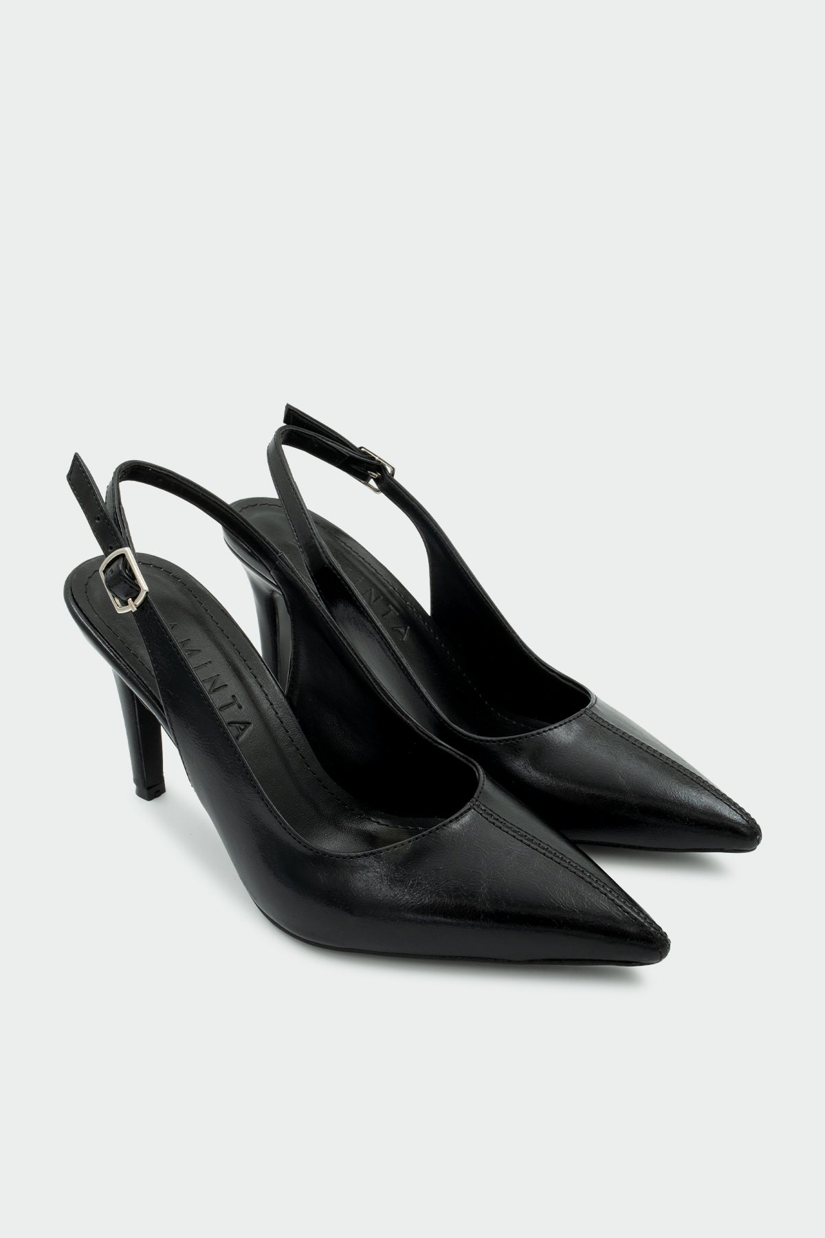 Orika Dikiş Detaylı Kadın Topuklu Ayakkabı - SİYAH