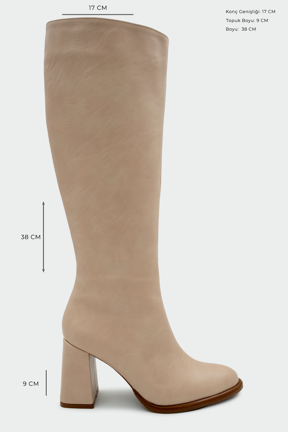 Janga Yuvarlak Burun Fermuarlı Çizme - NUDE