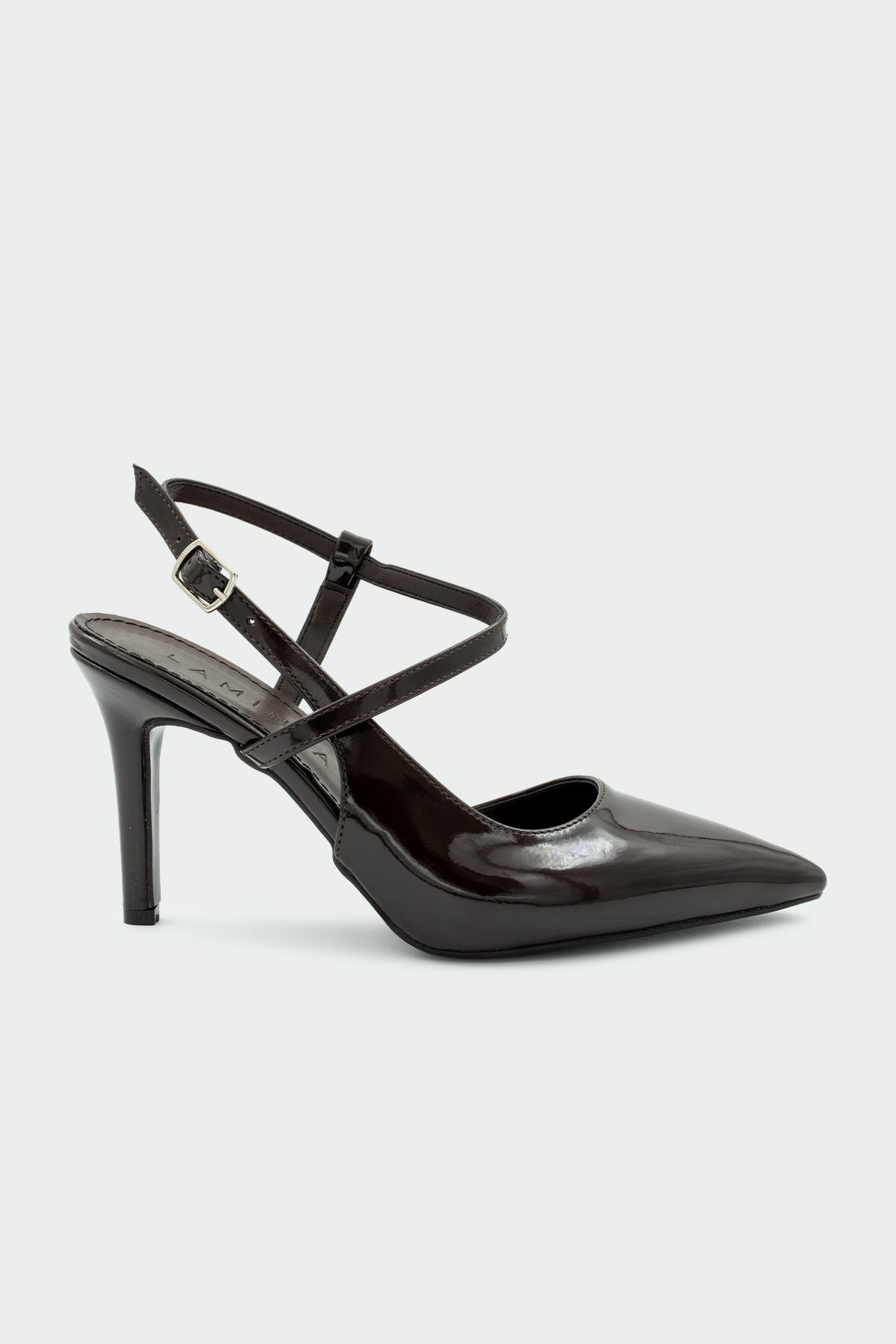 Rouge Asimetrik Kesim Kadın Topuklu Ayakkabı - Acıkahve Rugan