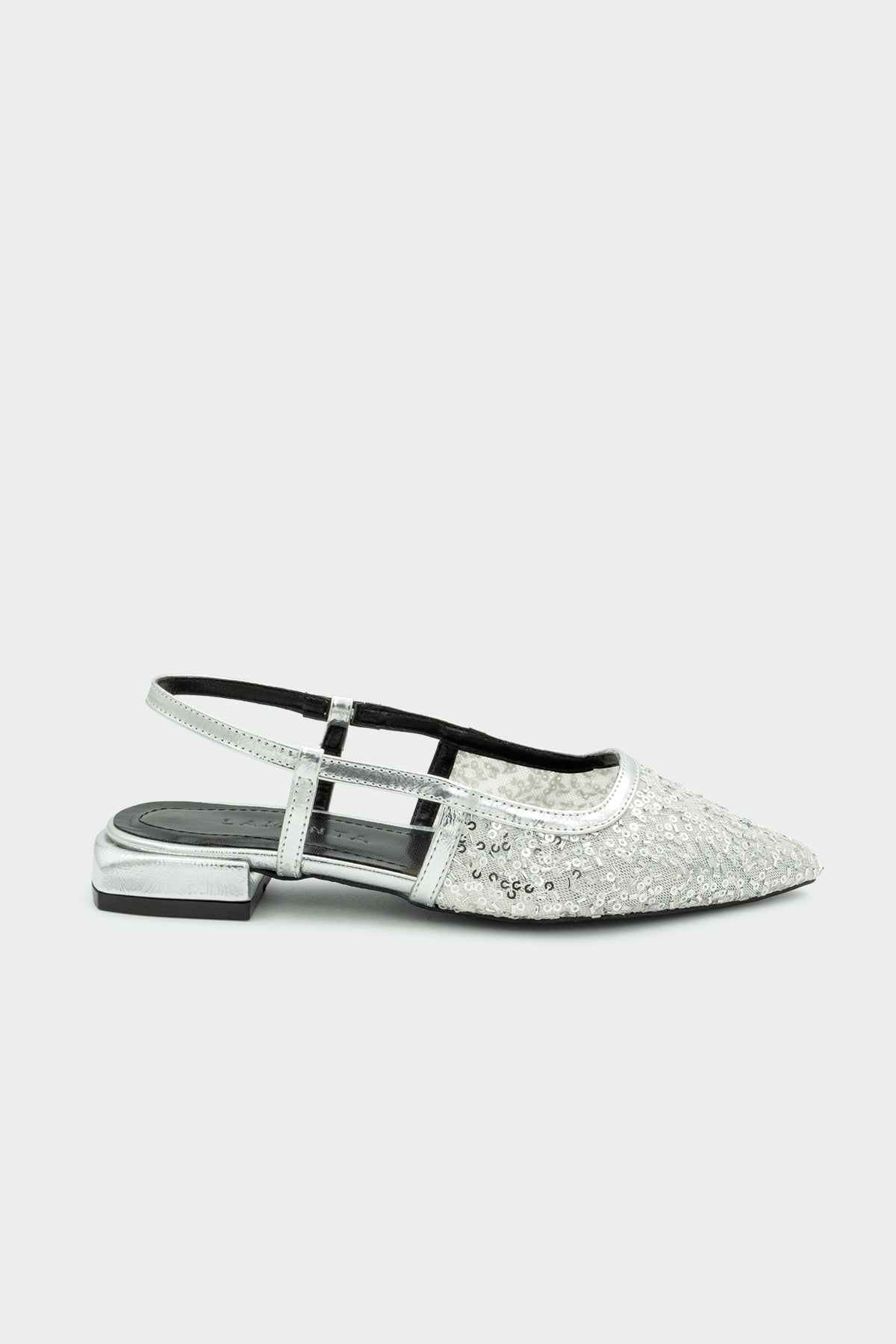 Buss Payet İşlemeli Kadın Düz Babet - Silver