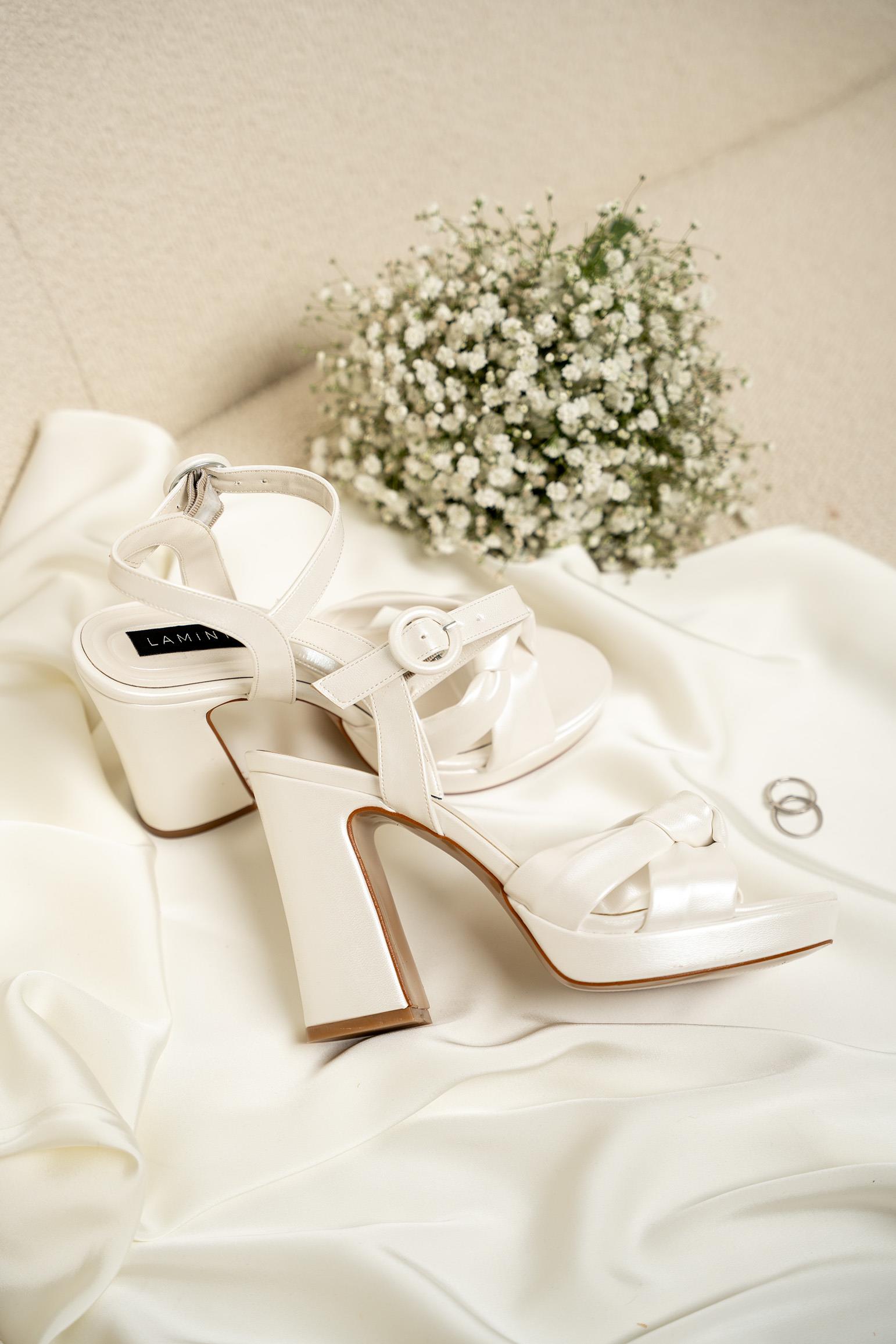 Dresia Düğüm Detaylı Gelin Ayakkabısı - SEDEF BEYAZ