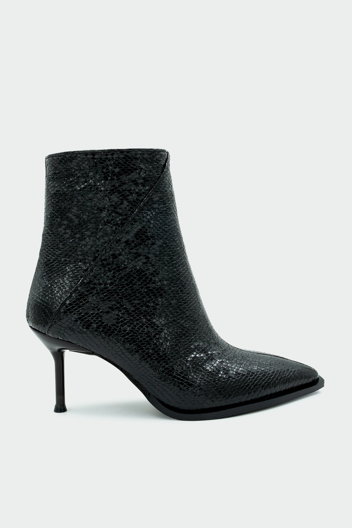 Luis Yılan Desenli Sivri Burun Kadın Bot - SİYAH