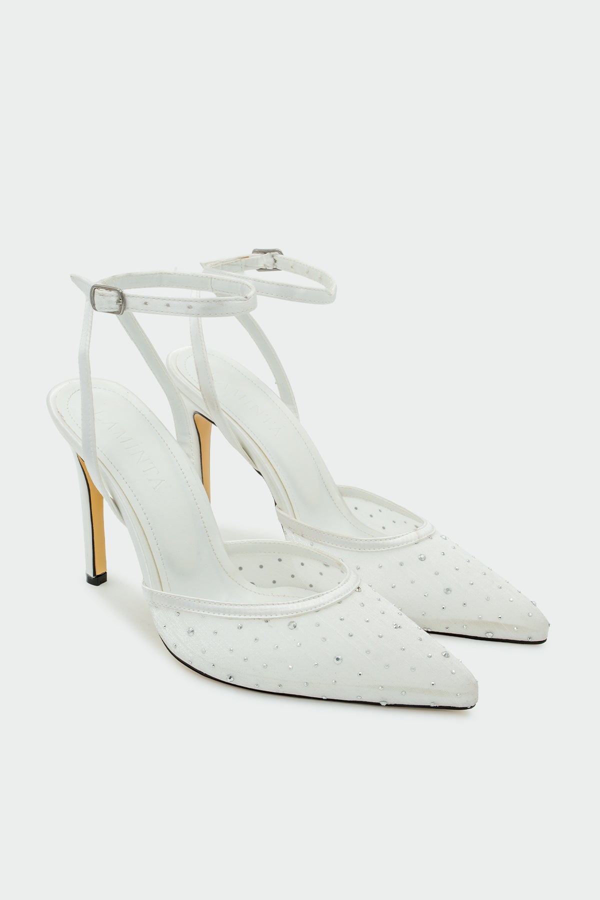 Ripple Taşlı Kadın Topuklu Ayakkabı - BEYAZ