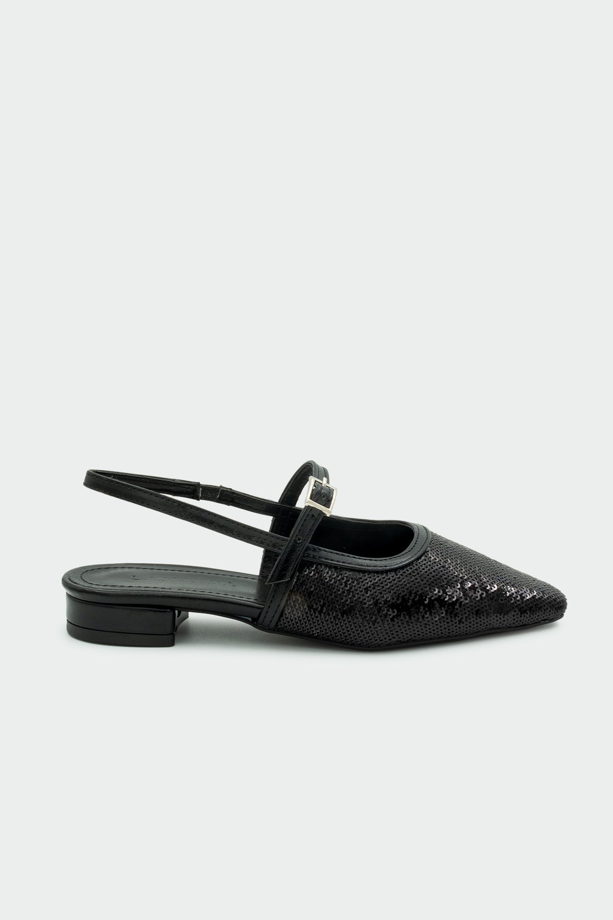 Elite Payetli Düz Kadın Babet - SİYAH