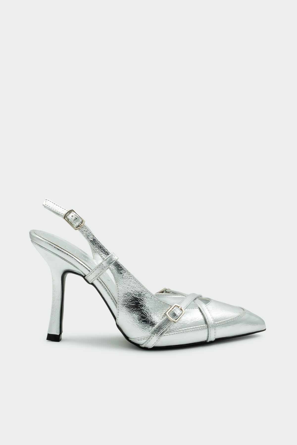 Flamin Toka Detaylı Kadın Topuklu Ayakkabı - Silver
