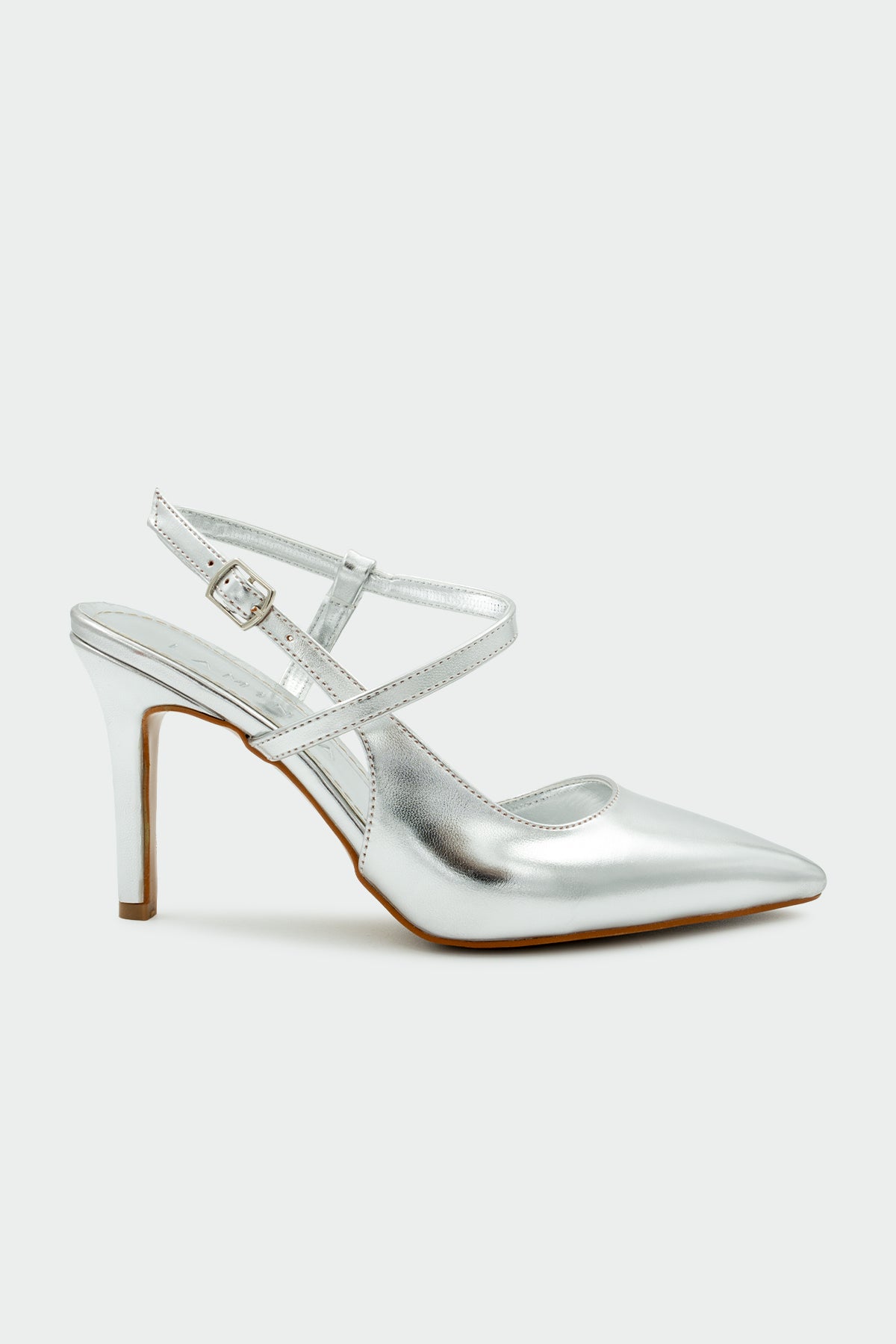 Rouge Asimetrik Kesim Kadın Topuklu Ayakkabı - Silver