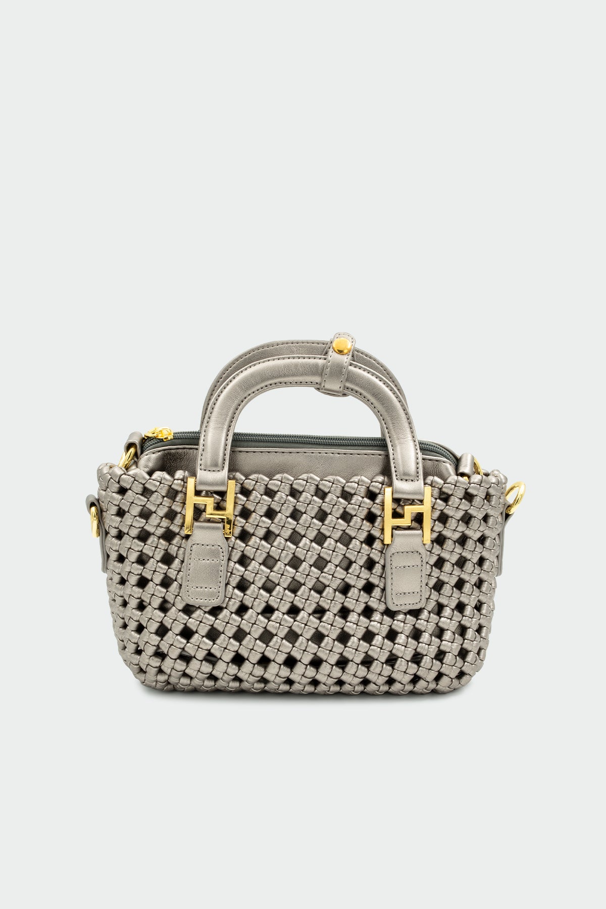 Nimbus Örgü Detaylı Tote Çanta - PLATİN