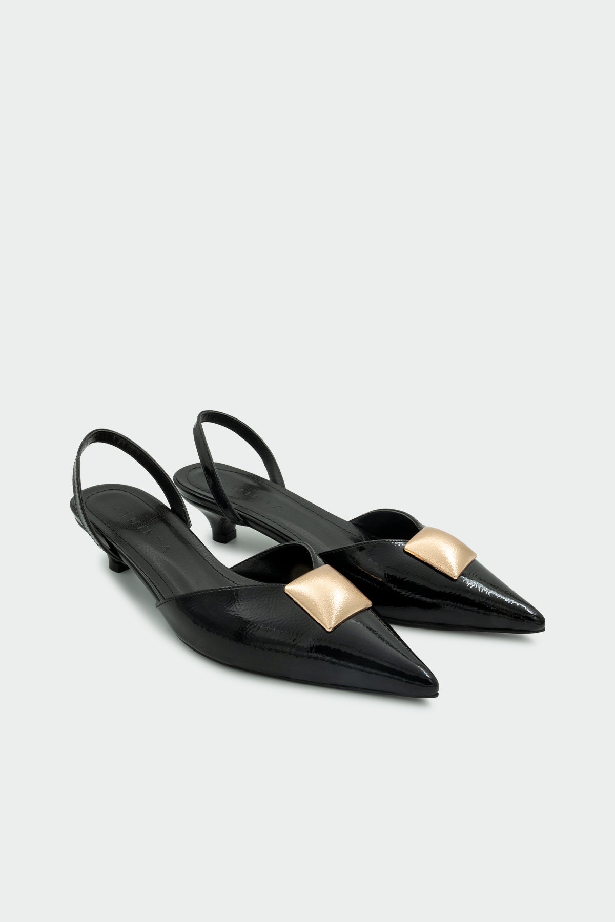 Ontri Gold Aksesuarlı Kadın Topuklu Ayakkabı - SİYAH