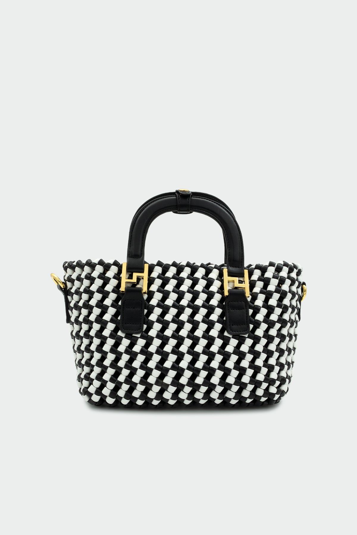 Nimbus Örgü Detaylı Tote Çanta - SİYAH BEYAZ