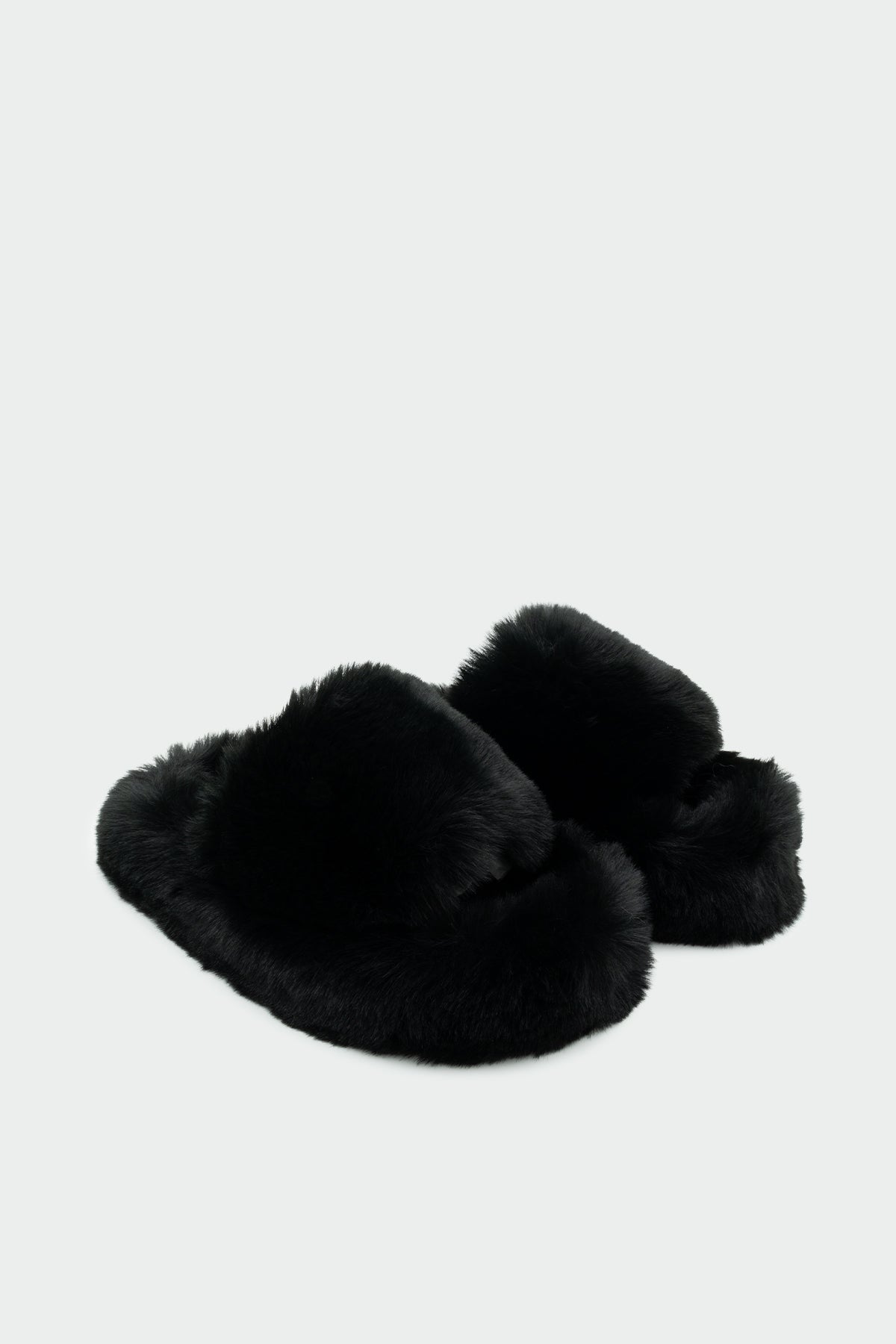 Pofi Peluş Ev Terliği - SİYAH