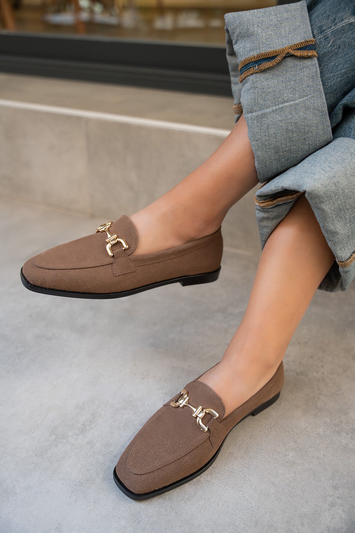 Aloha Gold Detaylı Loafer - AcıKahve Süet