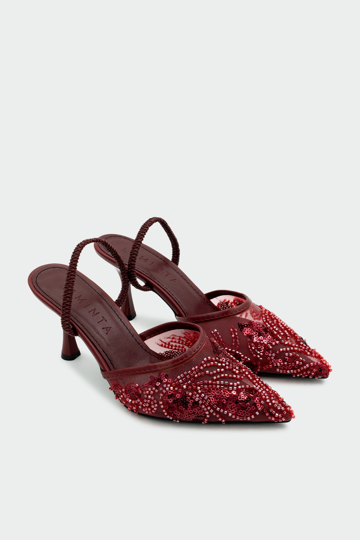 Faby Payet Taş İşleme Detaylı Kadın Topuklu Ayakkabı - BORDO