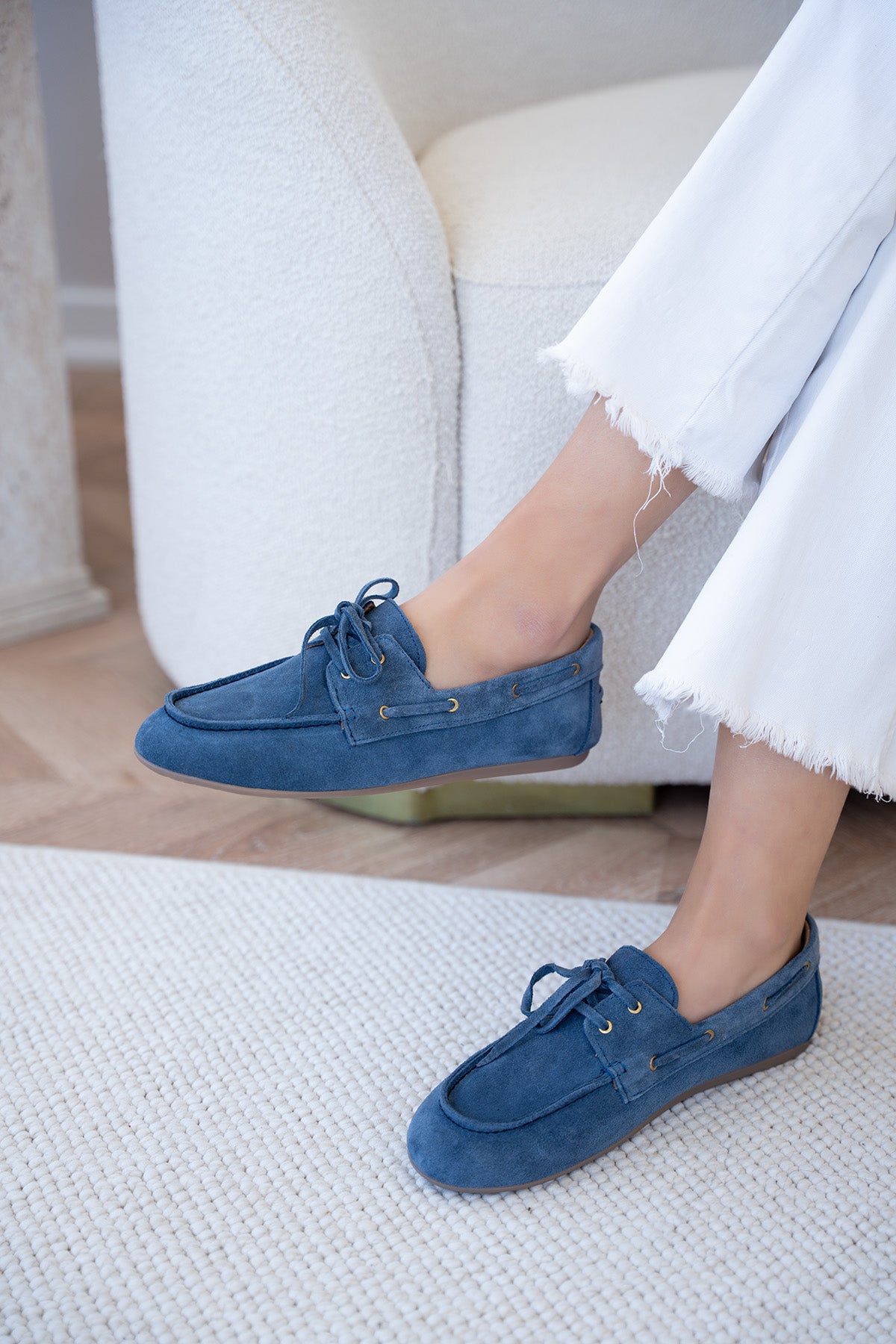 Ludwi Bağcık Detaylı Hakiki Deri Loafer - Mavi