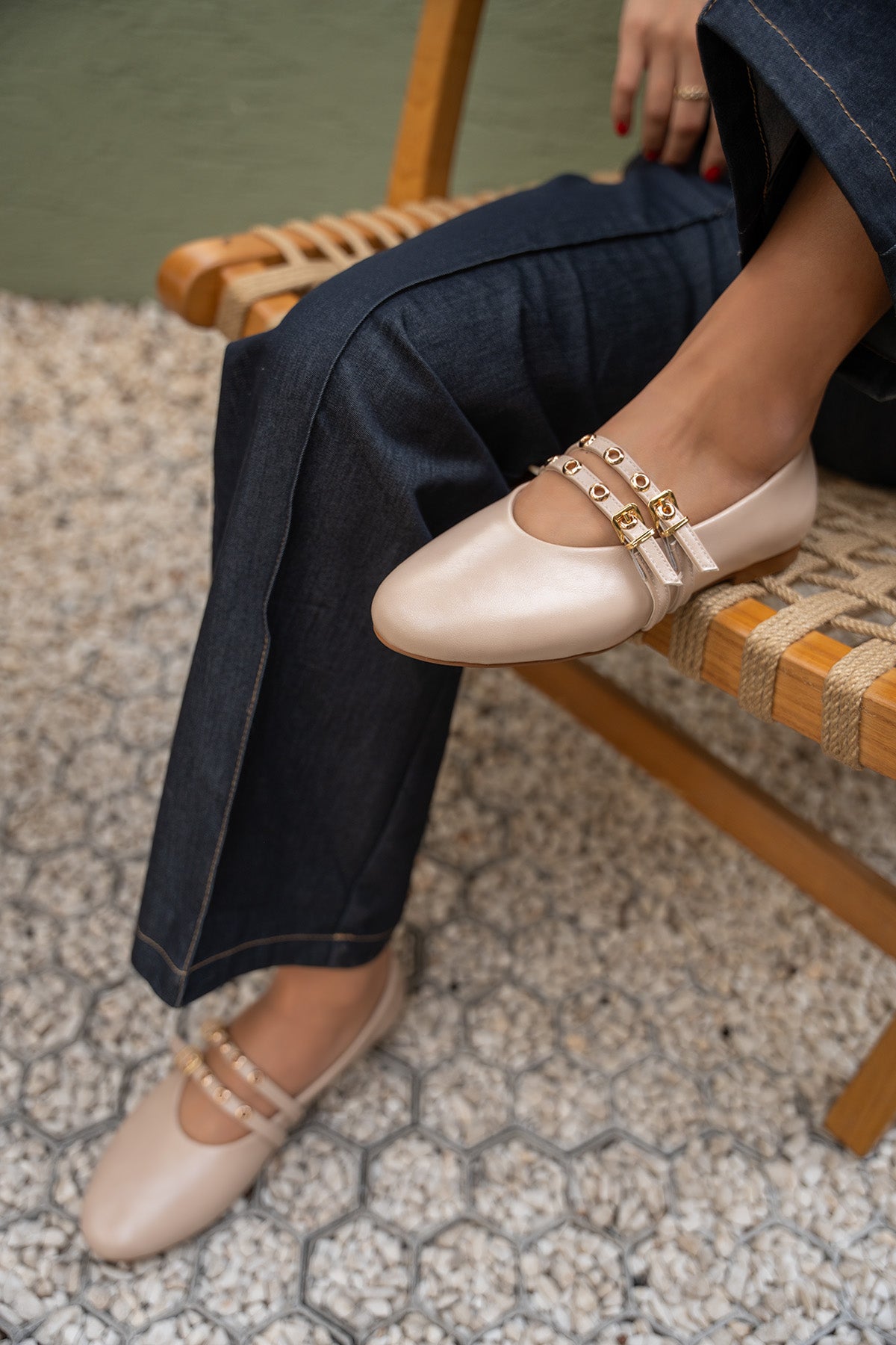 Pari Gold Tokalı Babet - NUDE DERİ