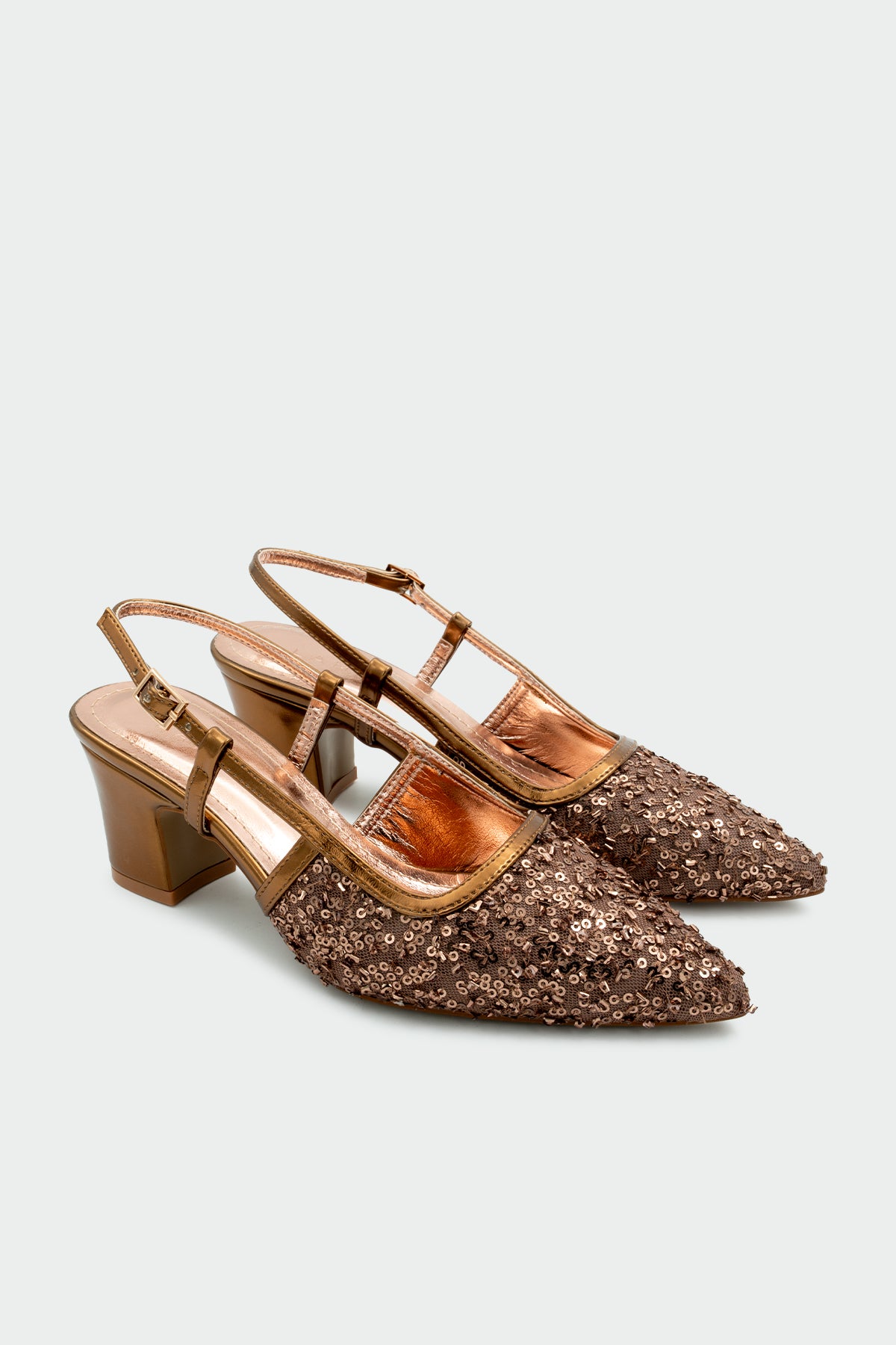 Zawin Pullu Kadın Topuklu Ayakkabı - BAKIR