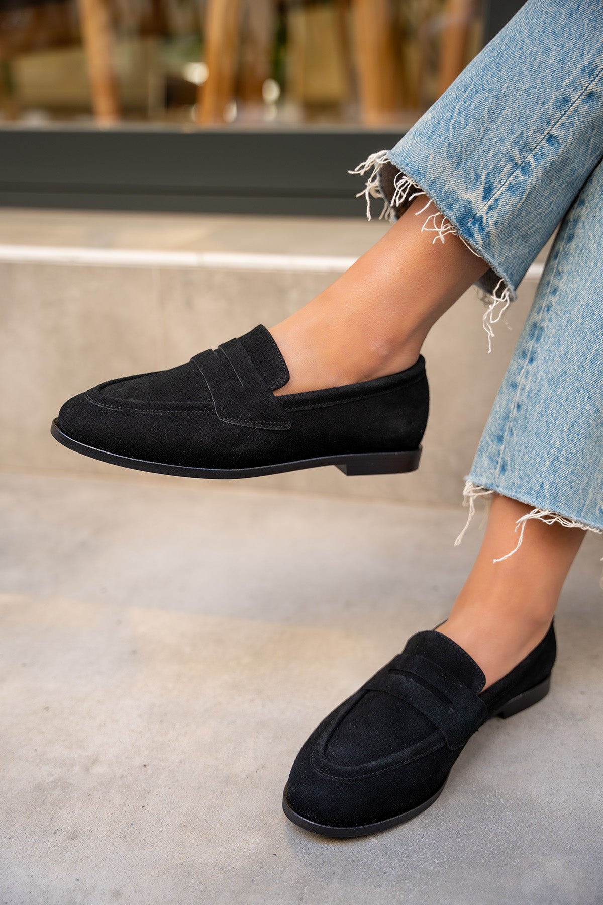 Desna Düz Taban Ayakkabı - SİYAH SÜET