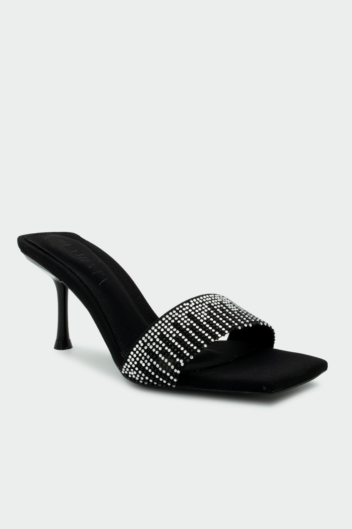 Omy Taşlı Tek Bant Kadın Terlik - SİYAH