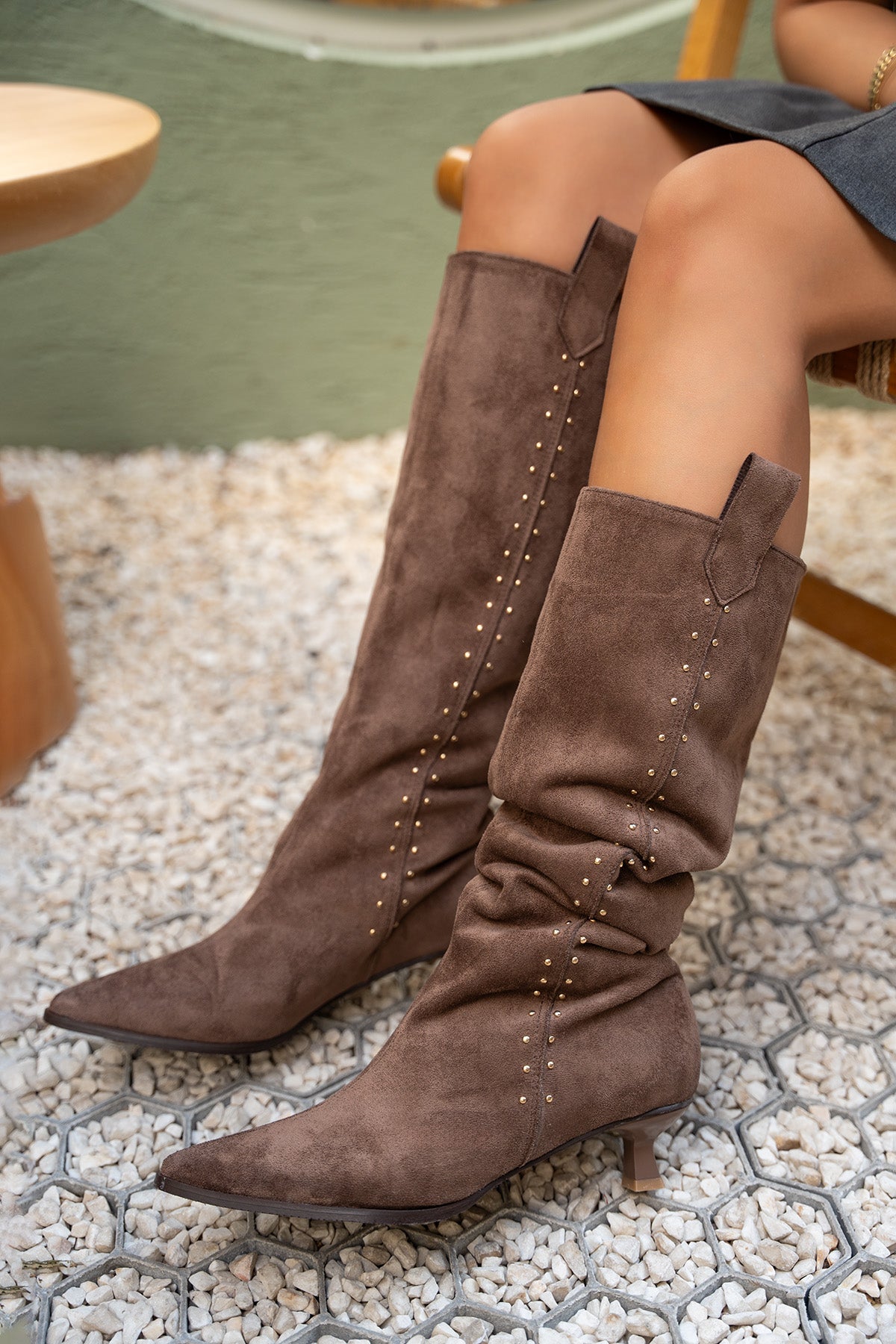 Entela Troklu Süet Çizme - AcıKahve Süet