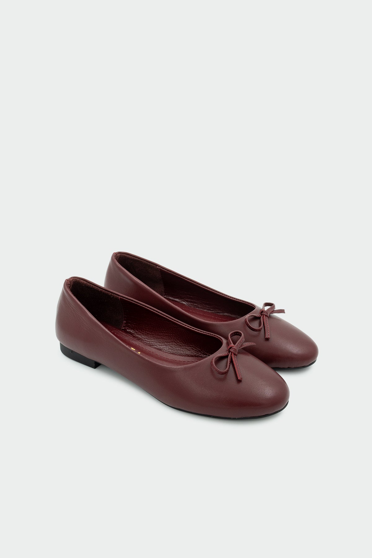 Jüliet Fiyonklu Hakiki Deri Düz Kadın Babet - BORDO
