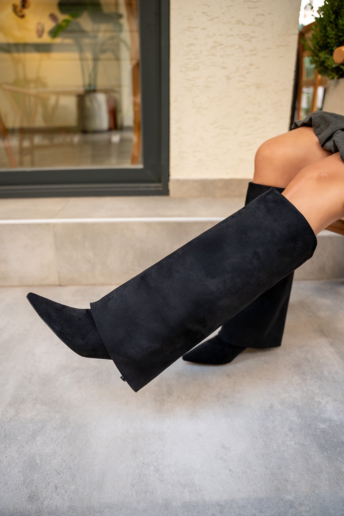 Jerry Tozluk Detaylı Kadın Çizme - SİYAH SÜET