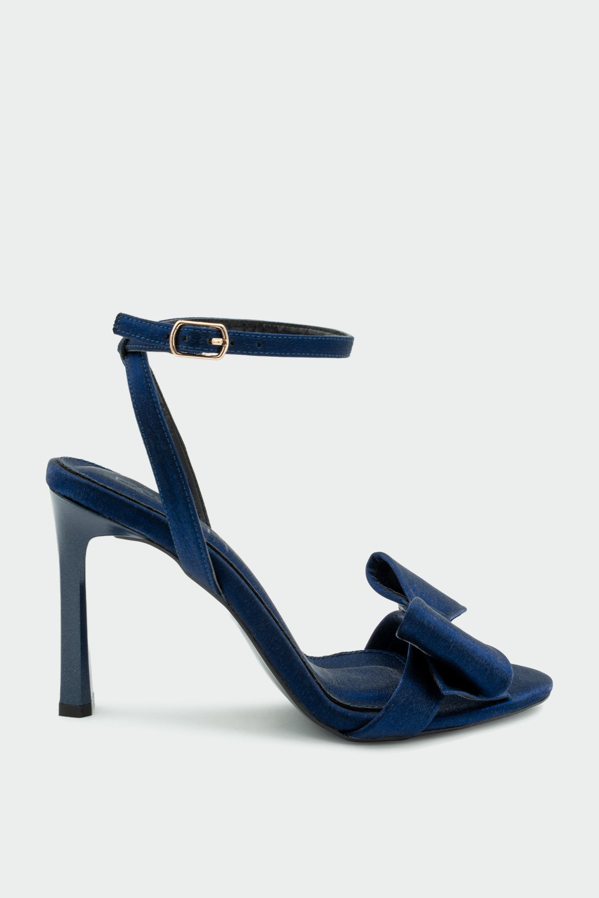 Wanbi Fiyonk Detaylı Kadın Topuklu Ayakkabı - Lacivert Saten